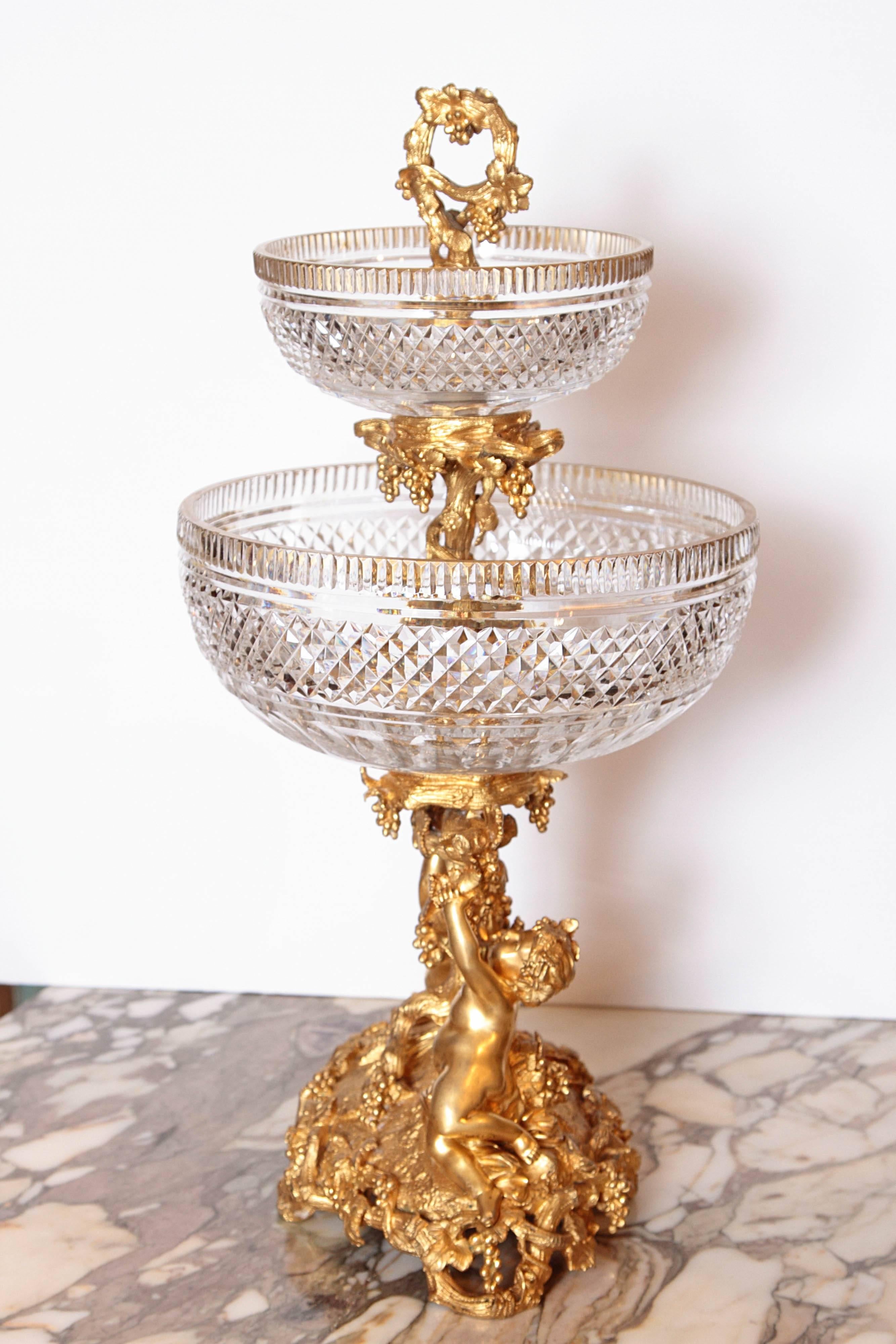 Louis Philippe 19th Century French Baccarat Crystal and Gilt Bronze Centerpiece by Picard