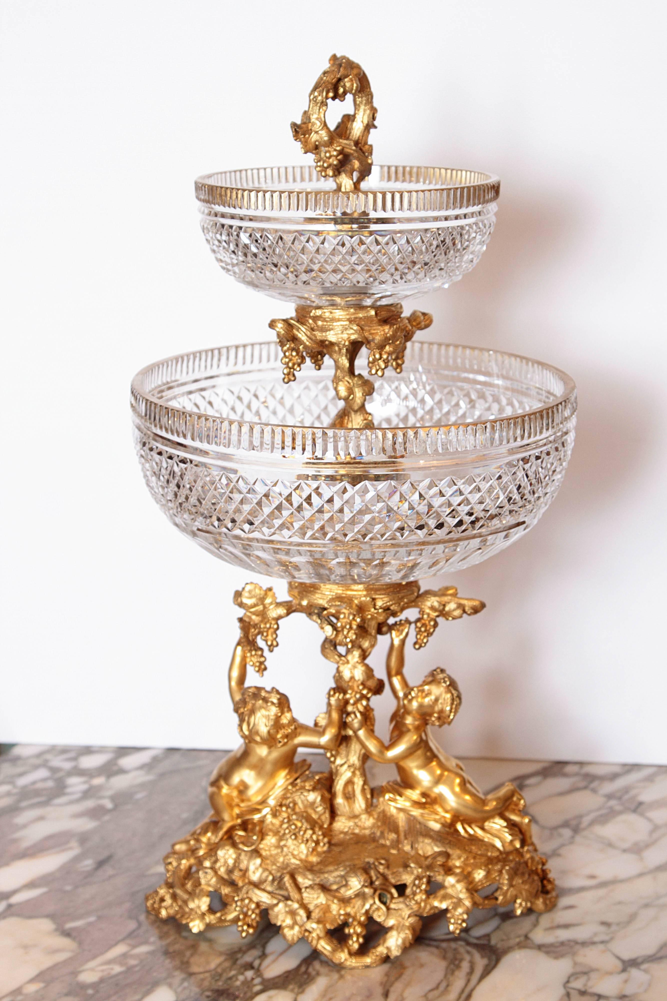 19th Century French Baccarat Crystal and Gilt Bronze Centerpiece by Picard 1
