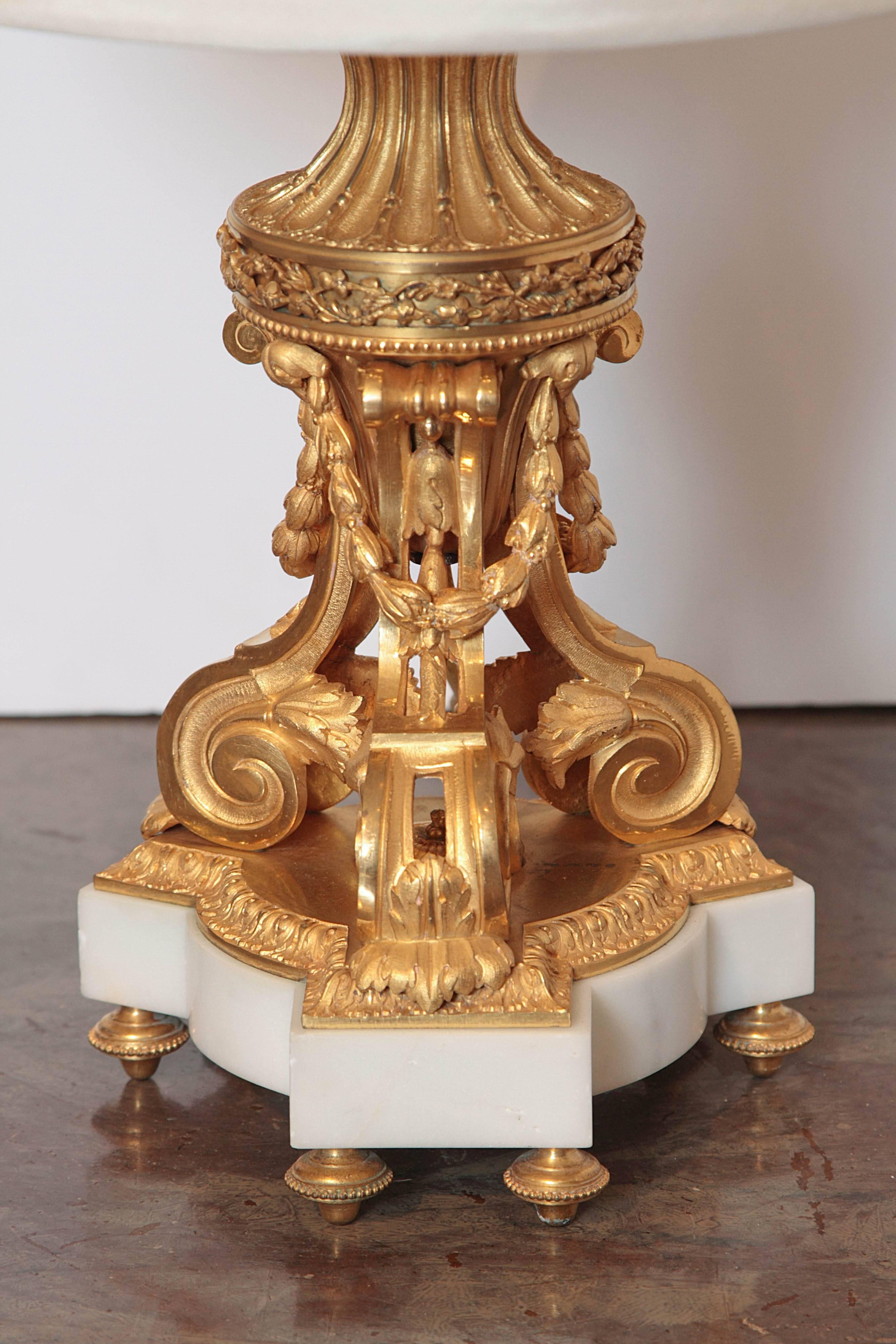 Pair of Finest Quality Mercury Gilt Bronze Louis XVI Lamps In Excellent Condition In Dallas, TX