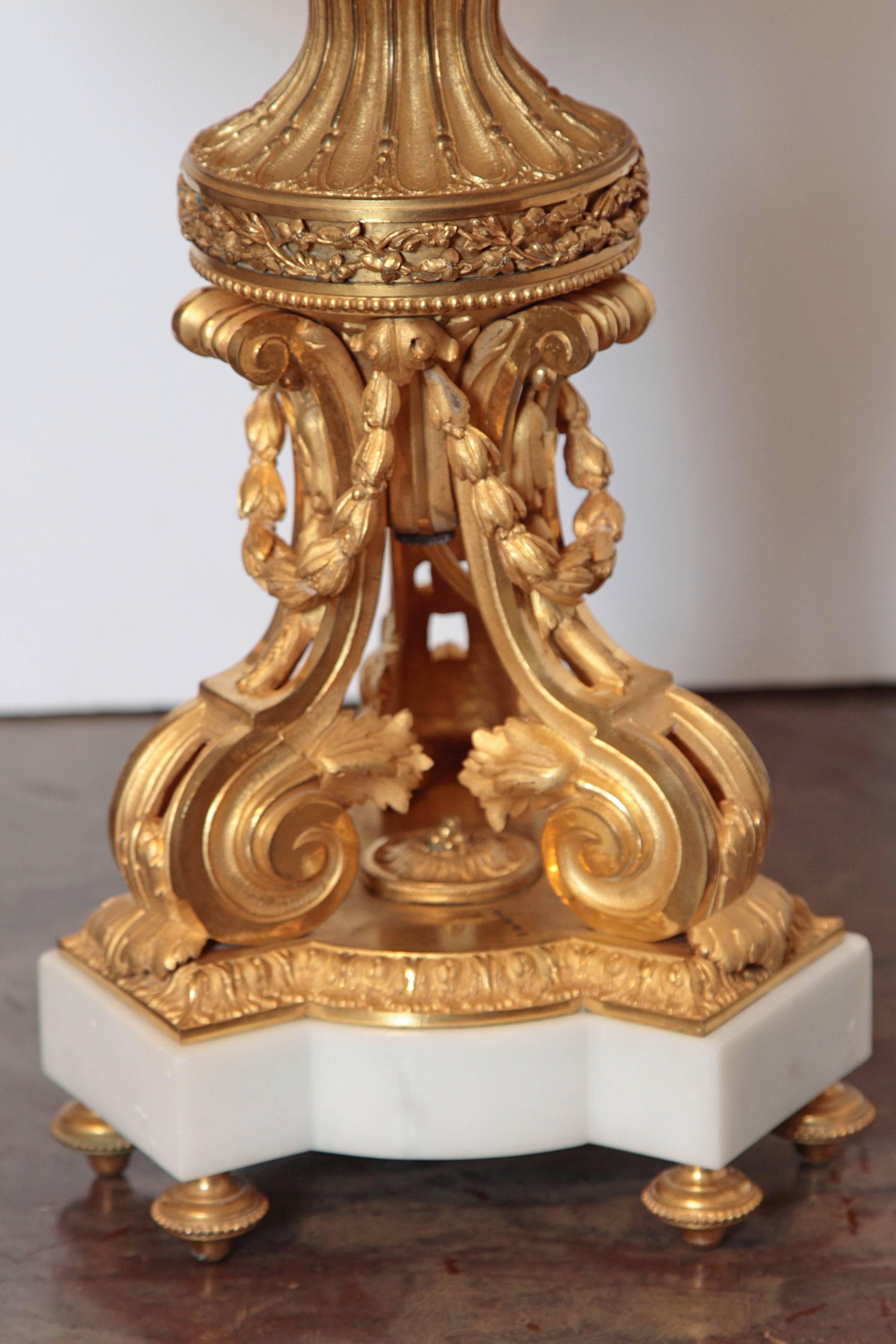 Pair of Finest Quality Mercury Gilt Bronze Louis XVI Lamps 1