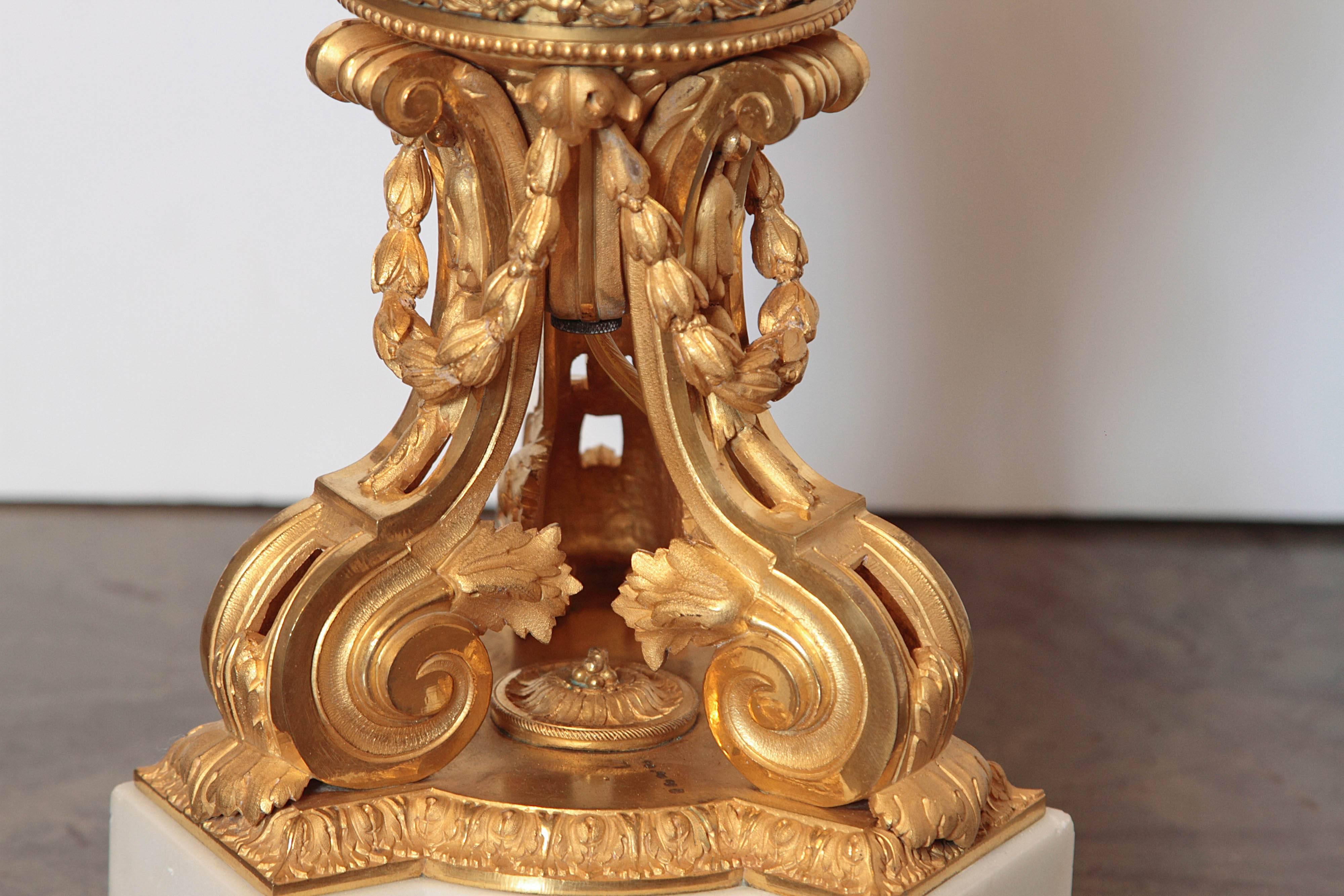 Pair of Finest Quality Mercury Gilt Bronze Louis XVI Lamps 2