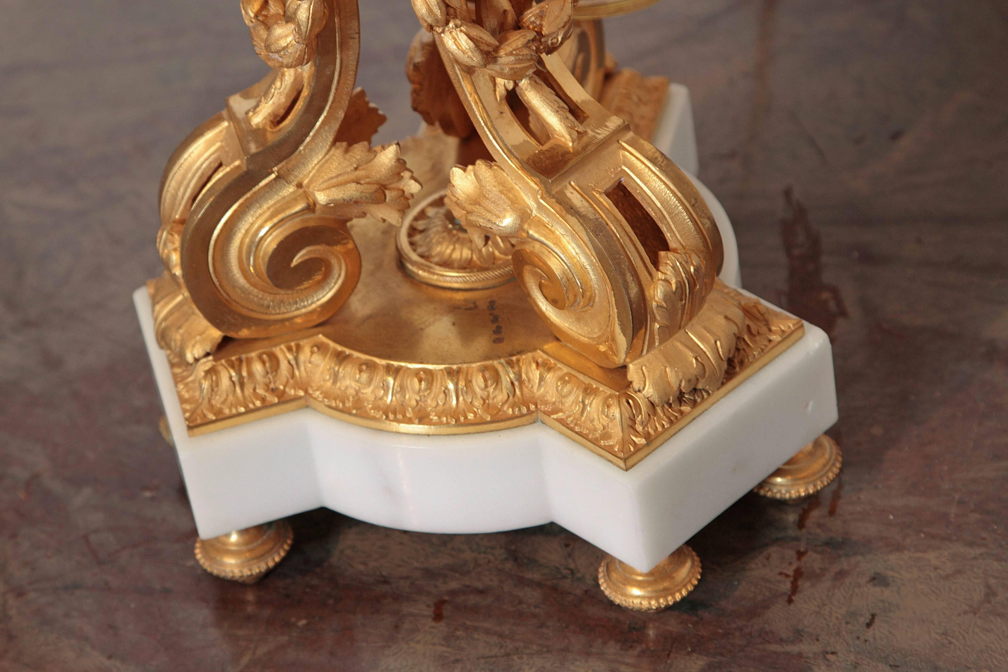 Pair of Finest Quality Mercury Gilt Bronze Louis XVI Lamps 4