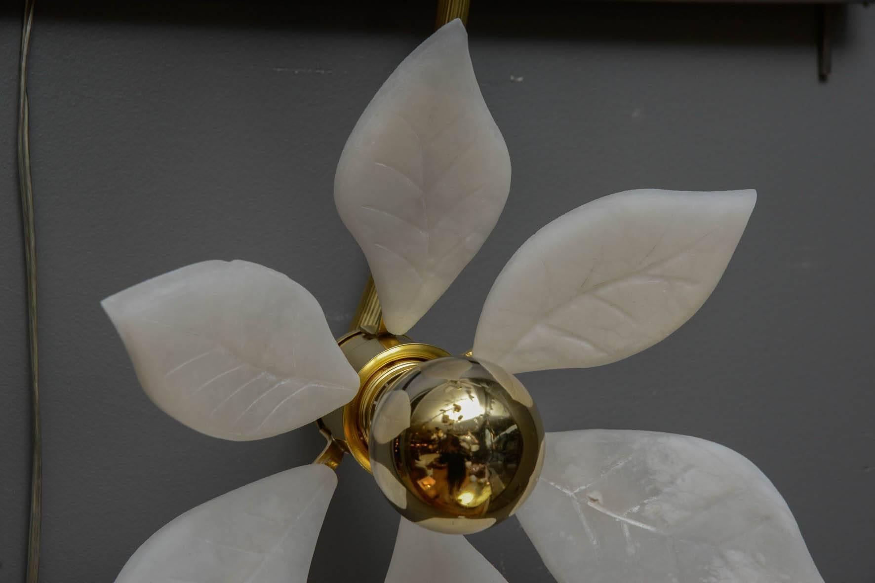 Contemporary Brass and Alabaster Sconce