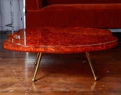 Table basse en résine fractale orange