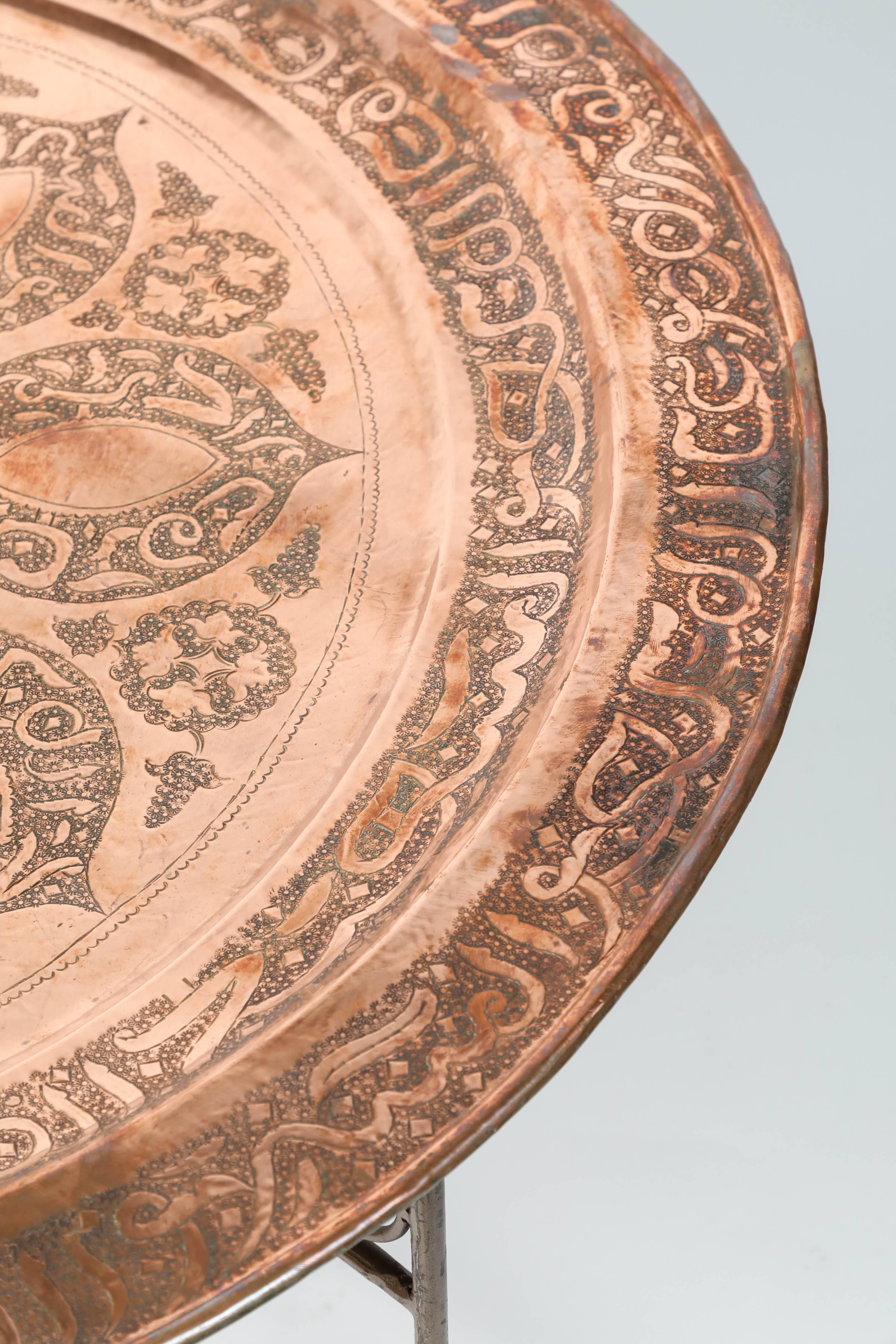 moroccan copper tray table