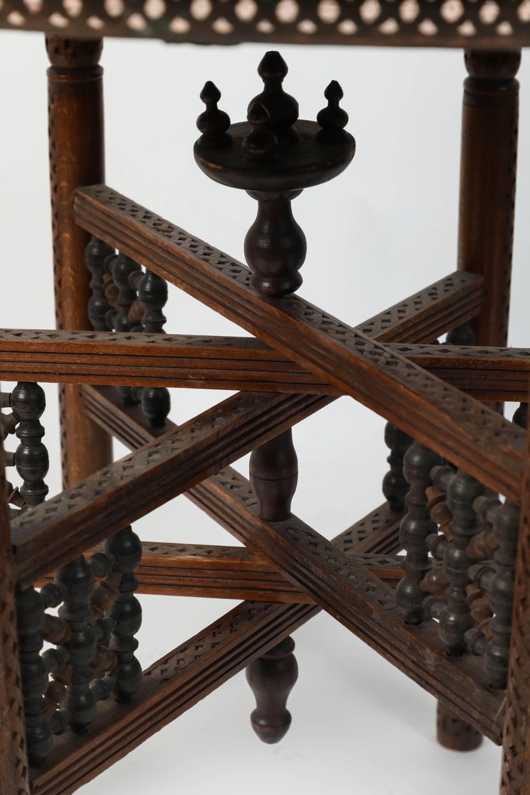 Moroccan Copper Tray Table with Folding Base For Sale at 1stdibs