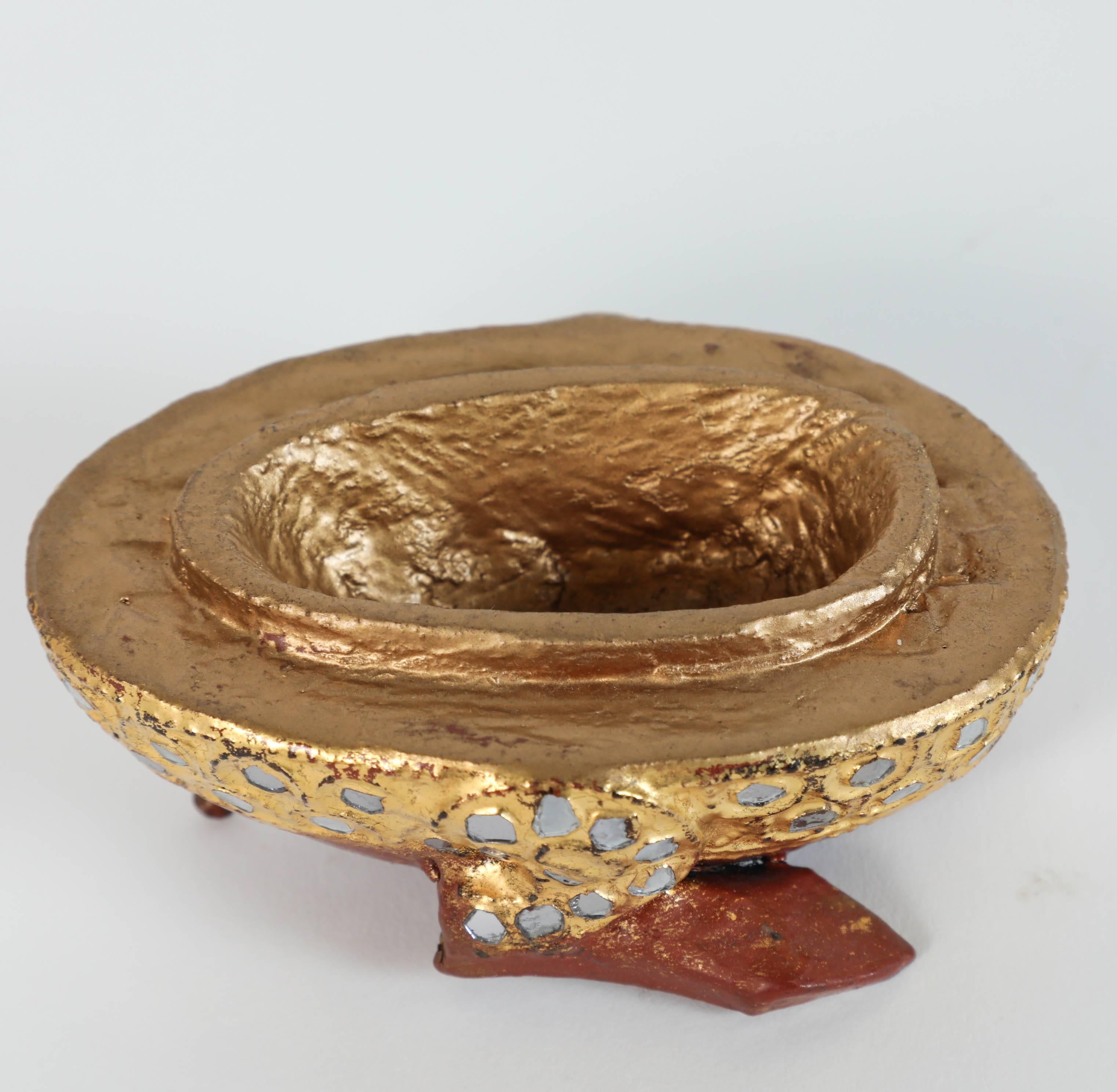 Islamic Set of Three Hintha Burmese Bird-Shaped Betel Gold Lacquered Box For Sale