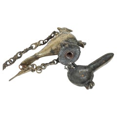 Hanging Mughal Deccani Bronze Oil Lamp in the Shape of a Bird India