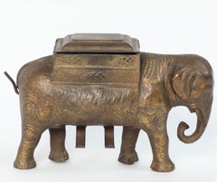 Antique Art Deco Cast Iron Elephant Cigarettes Holder and Dispenser
