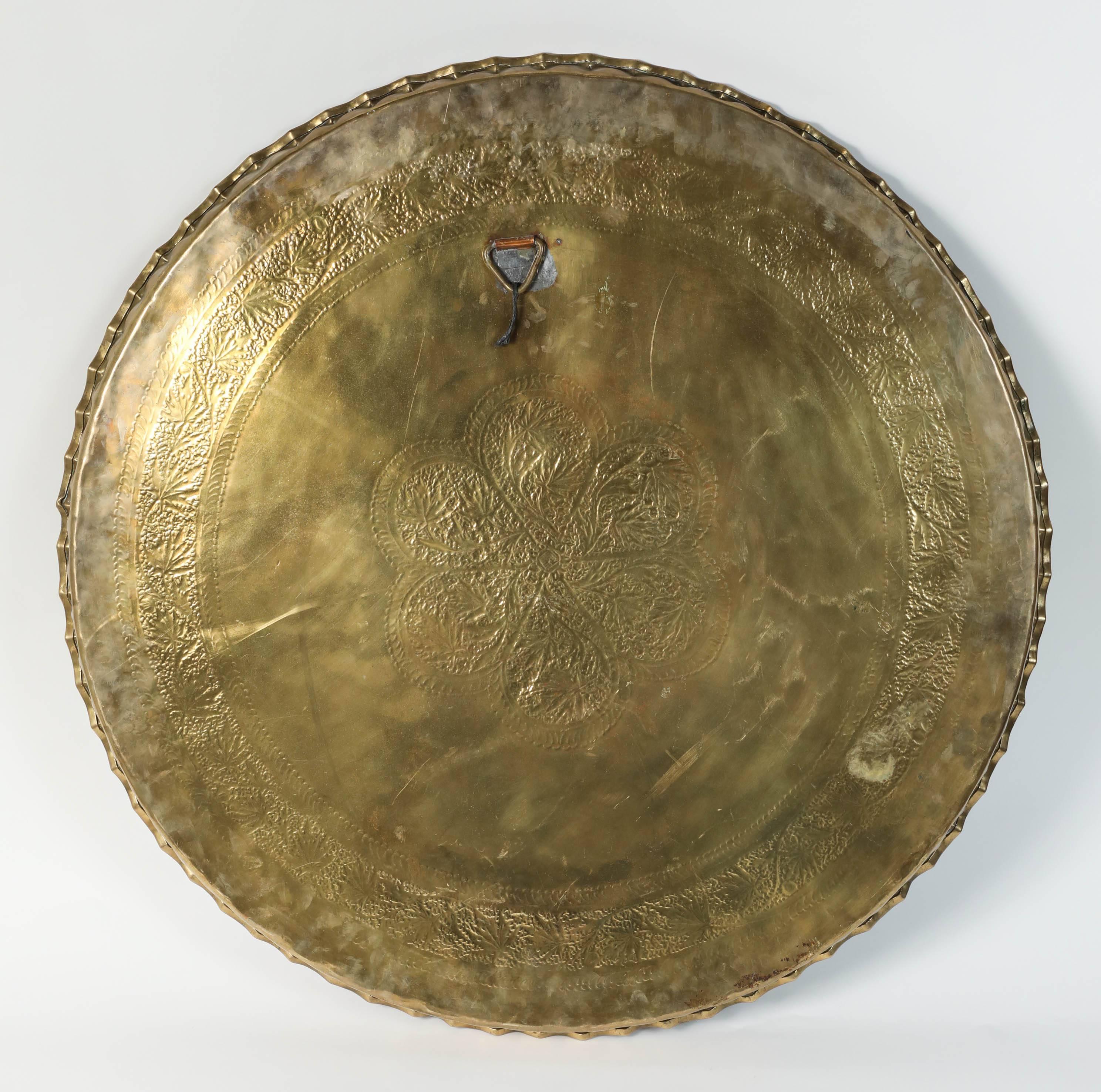 Islamic Large Moorish Middle Eastern Hanging Brass Tray Platter 36 Inches Diameter