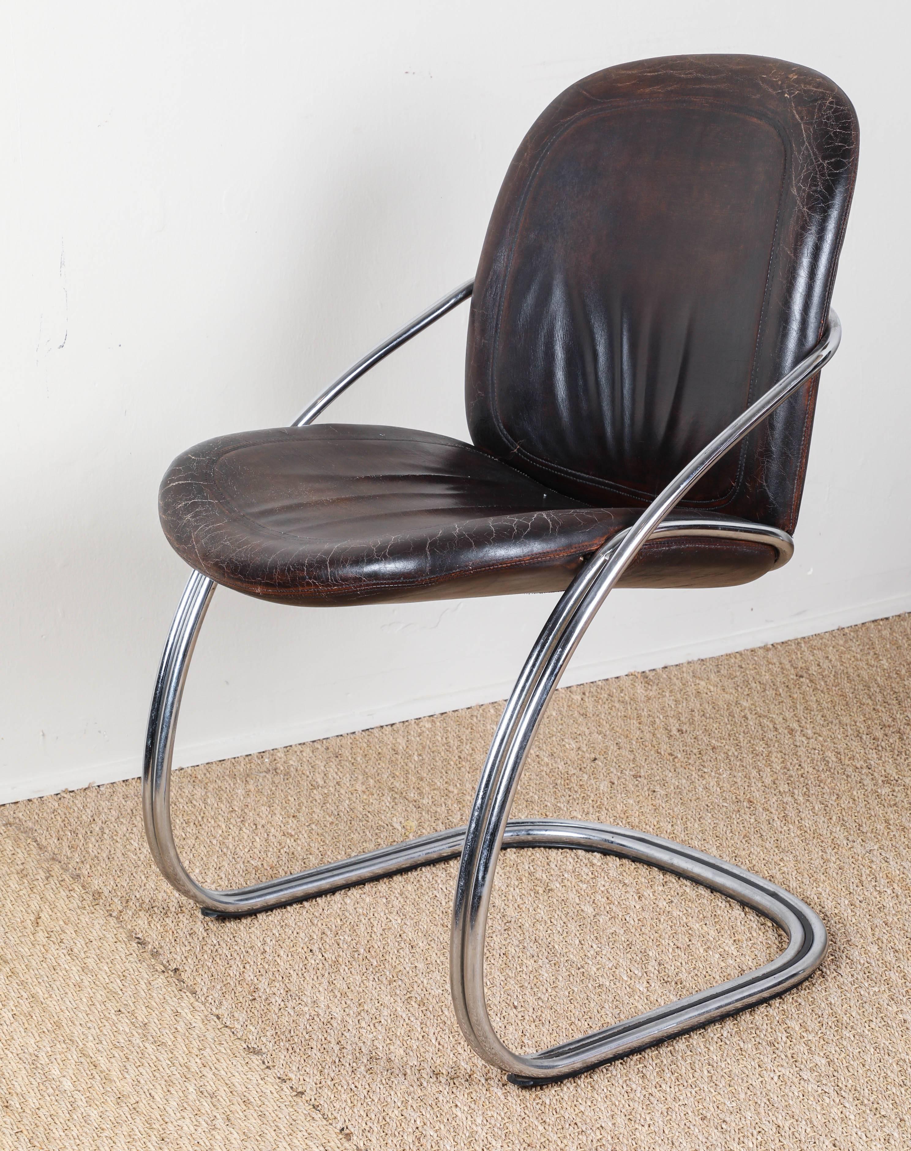 American Midcentury Tubular Chrome Chair   For Sale