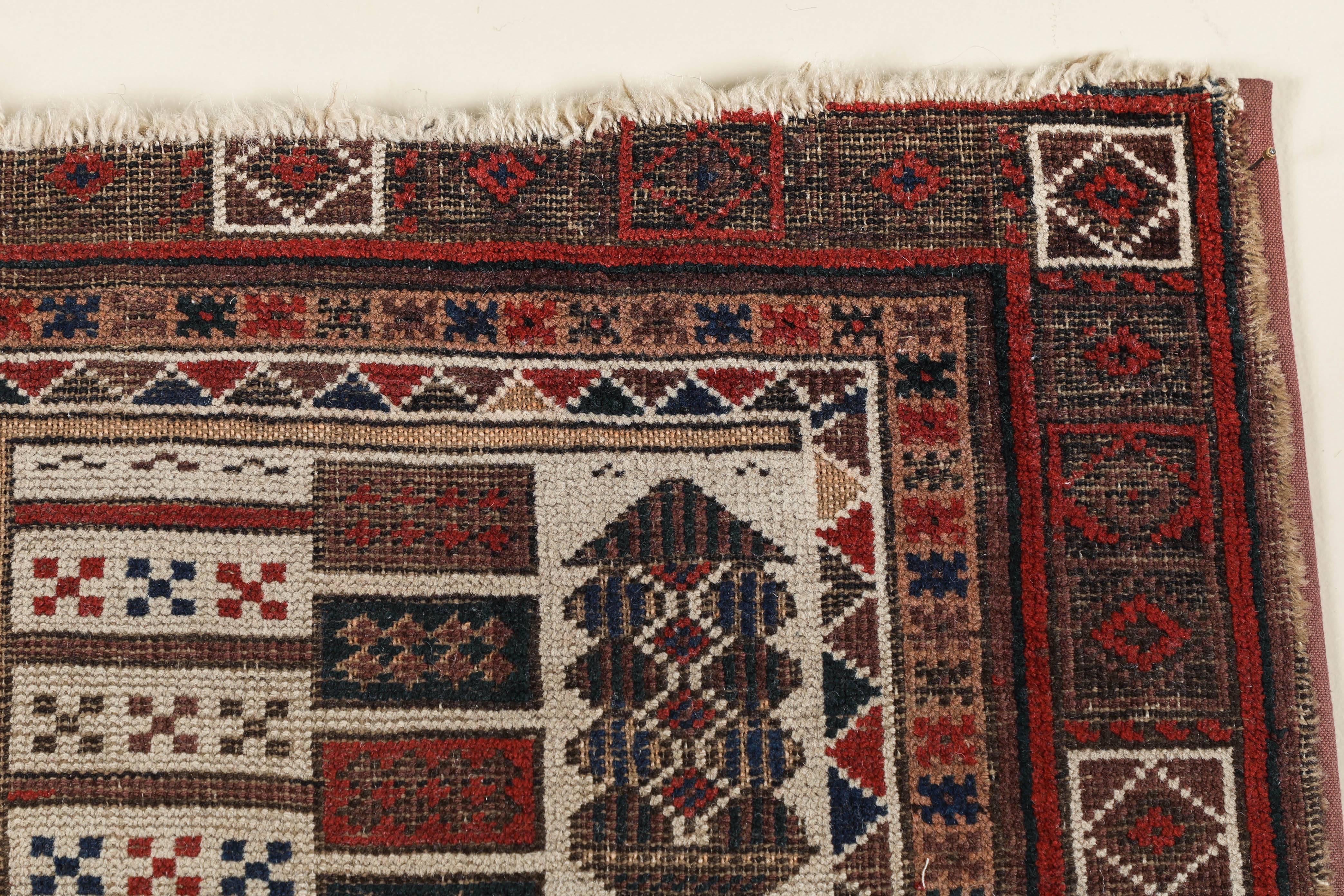 Hand-Knotted Antique Baluchi Rug For Sale