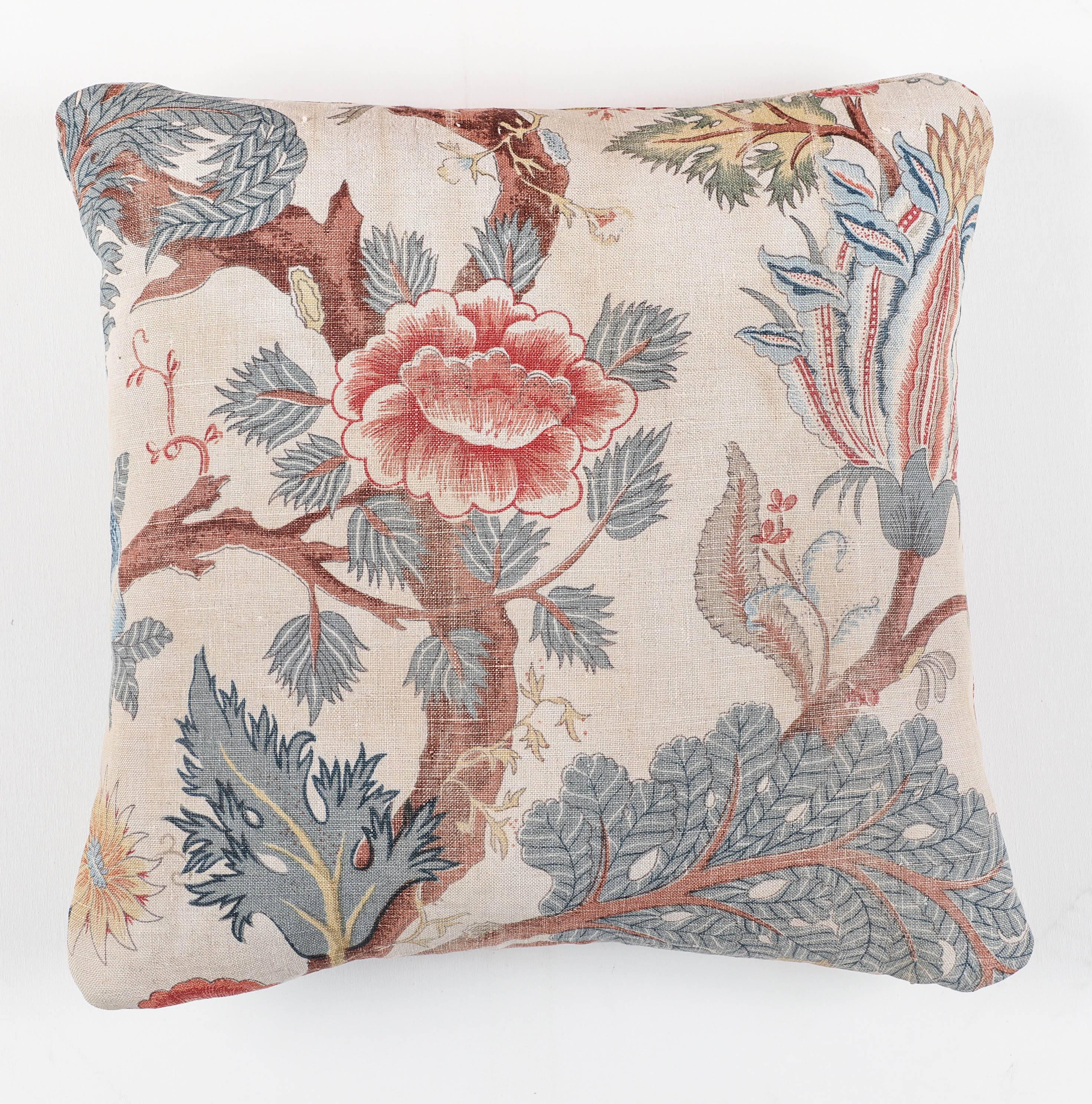 Mid-20th Century Vintage Floral Linen Pillow Double-sided For Sale
