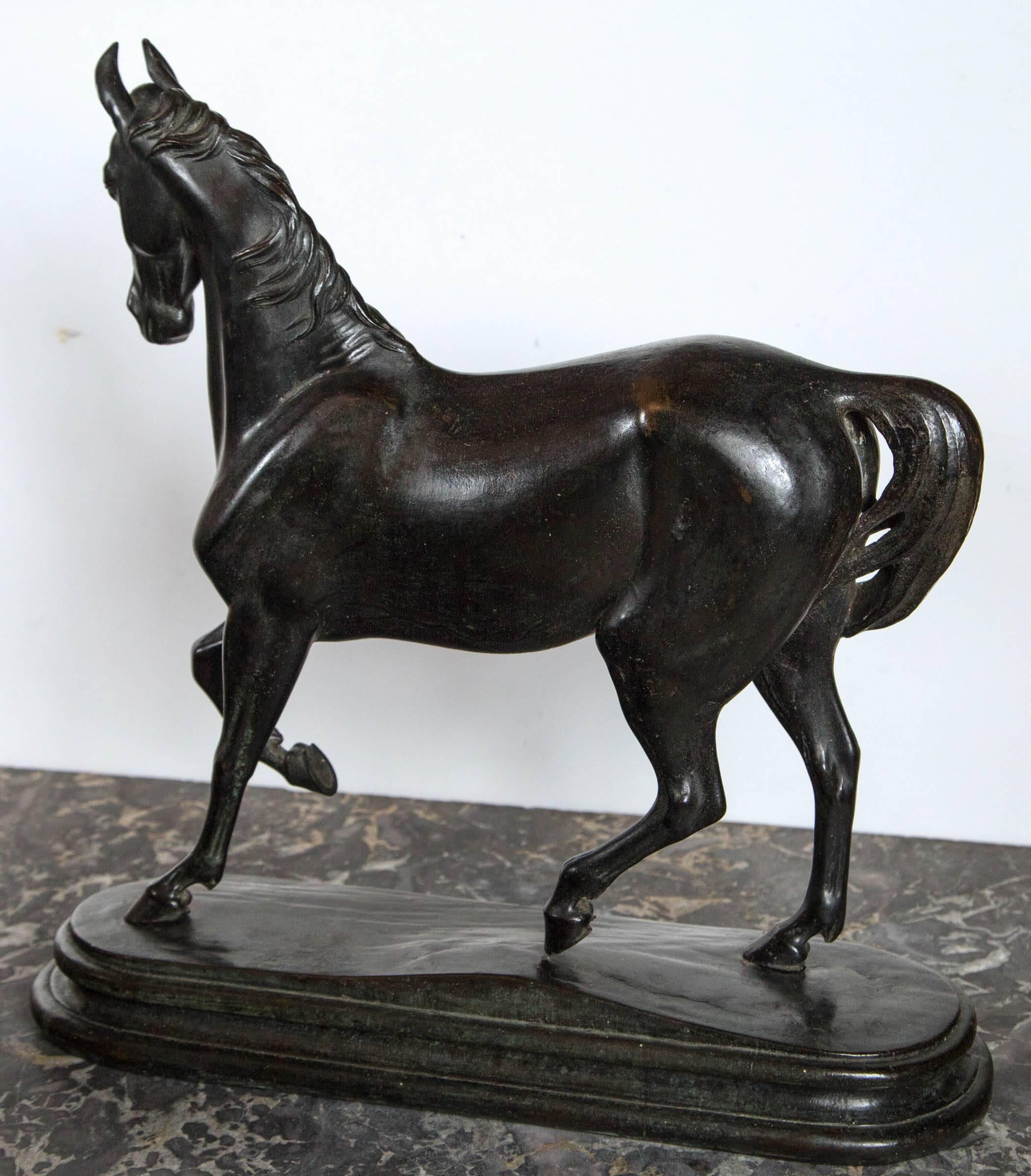 Cast Patinated Bronze Horse For Sale