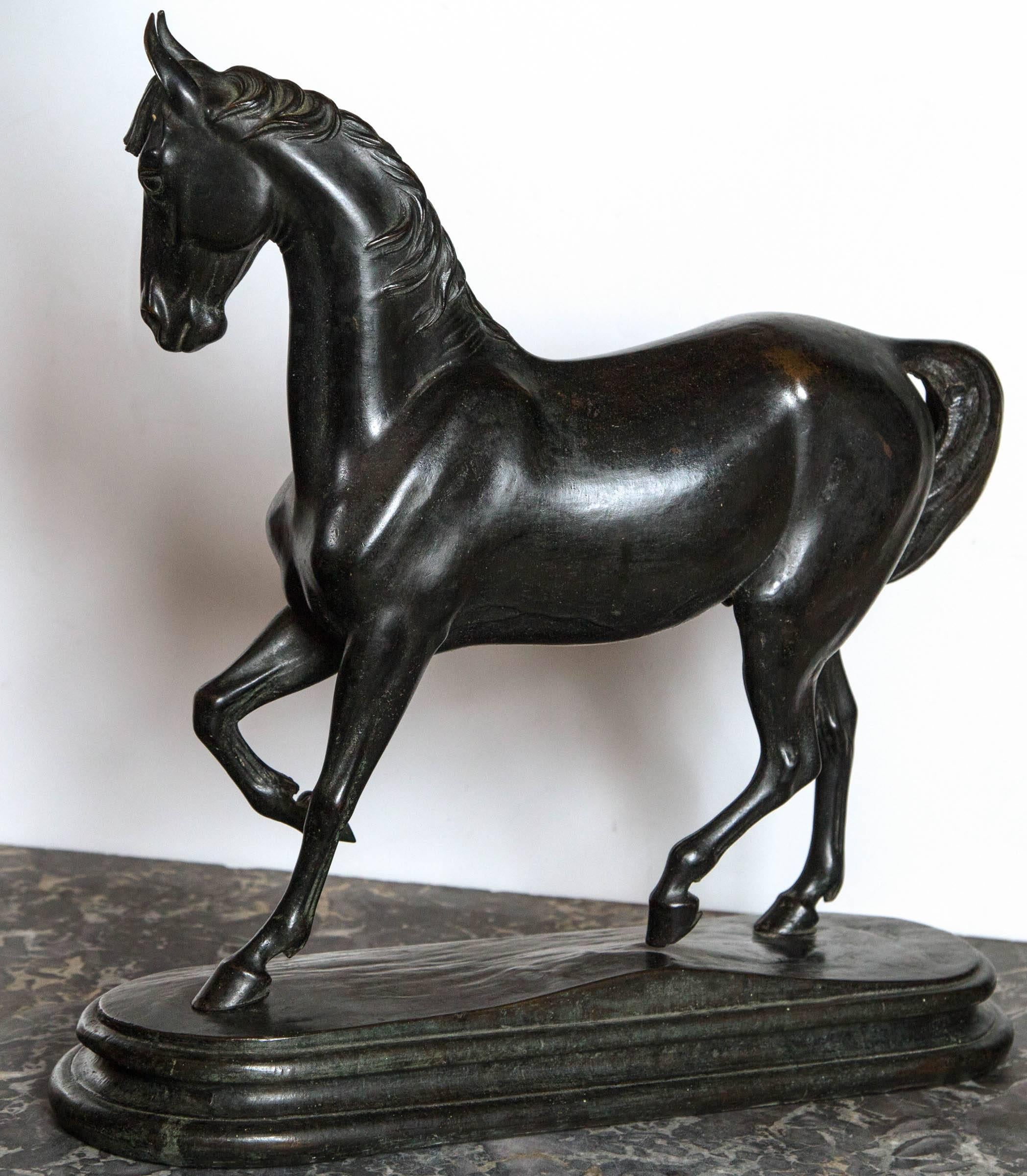 19th Century Patinated Bronze Horse For Sale