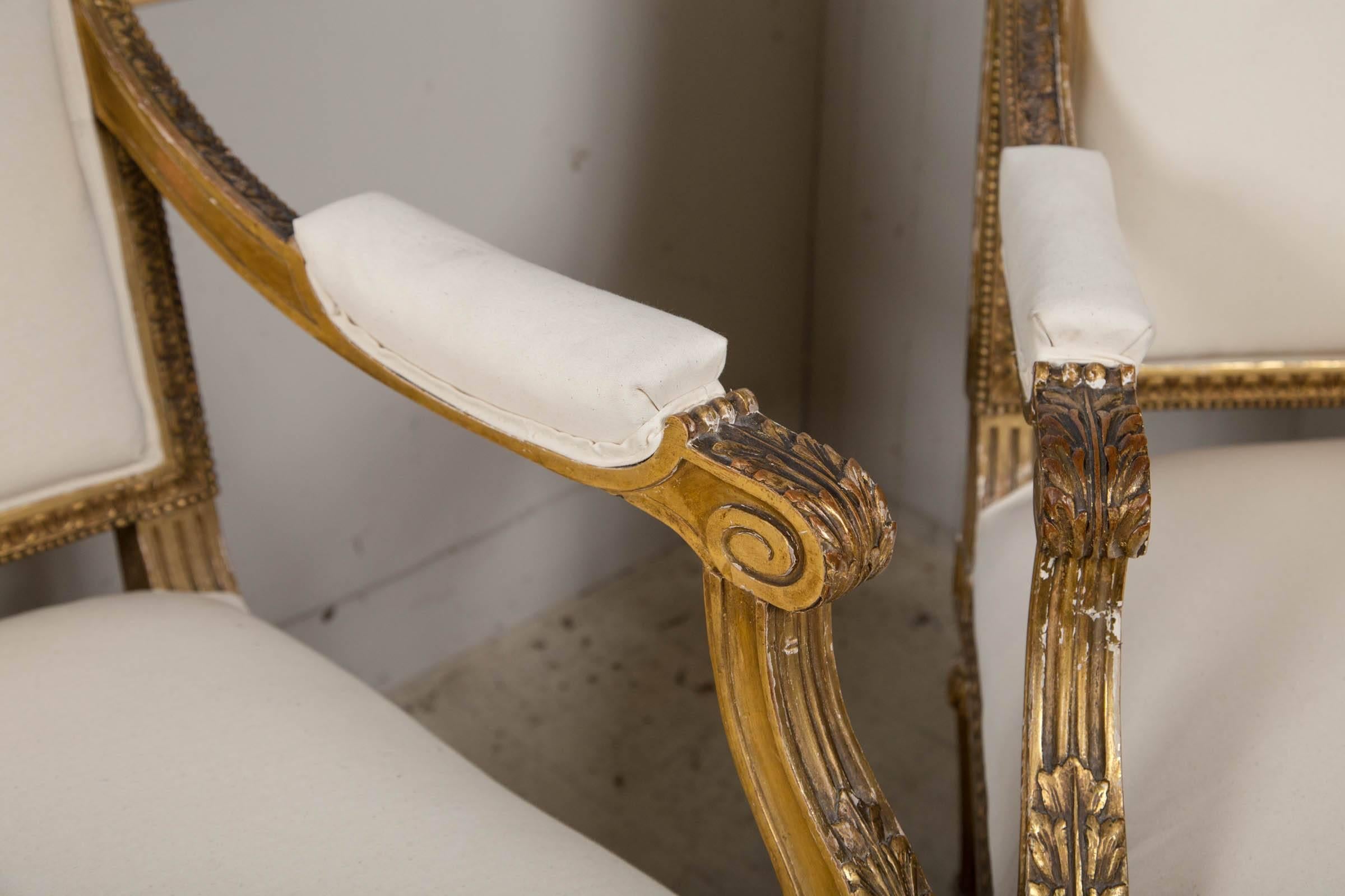 20th Century Two Pairs of Louis XVI Style Armchairs
