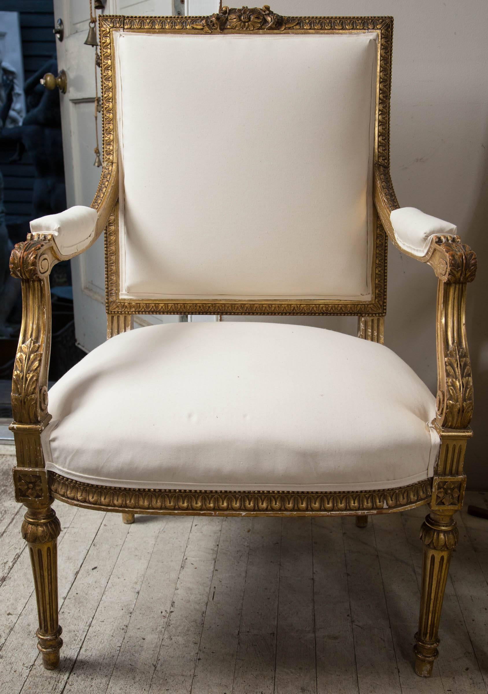 Wood Two Pairs of Louis XVI Style Armchairs