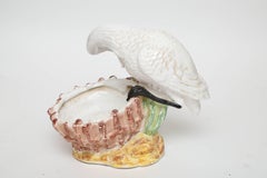 Italian Glazed Terra Cotta Stork Cache Pot