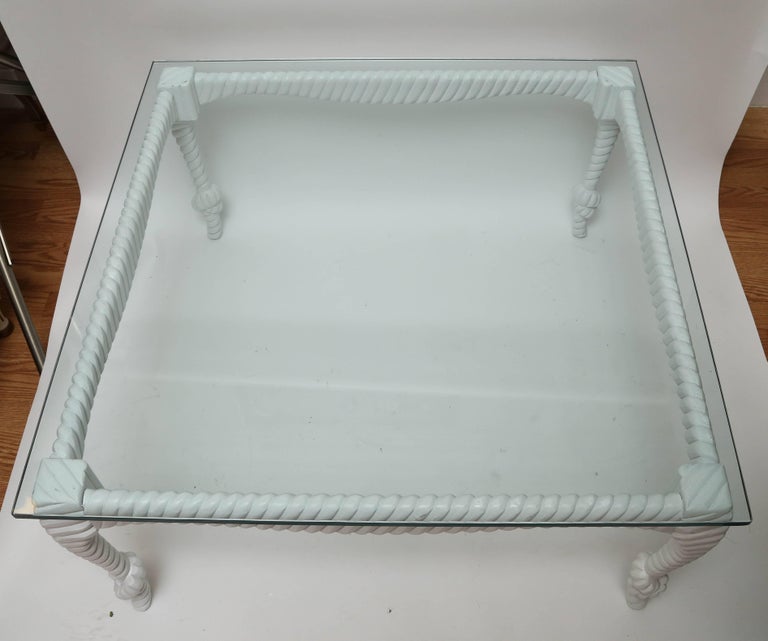 Hollywood Regency Style Knotted Rope Cocktail Table For Sale at 1stDibs