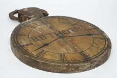 Antique Hand-Painted Wood Advertising Sign, Pocket Watch, Circa 1870