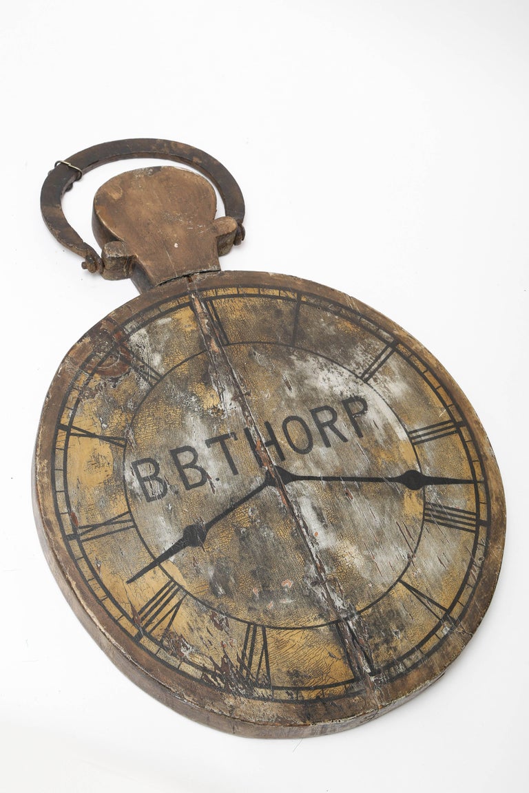 Antique Clock Advertising Sign For Sale at 1stDibs
