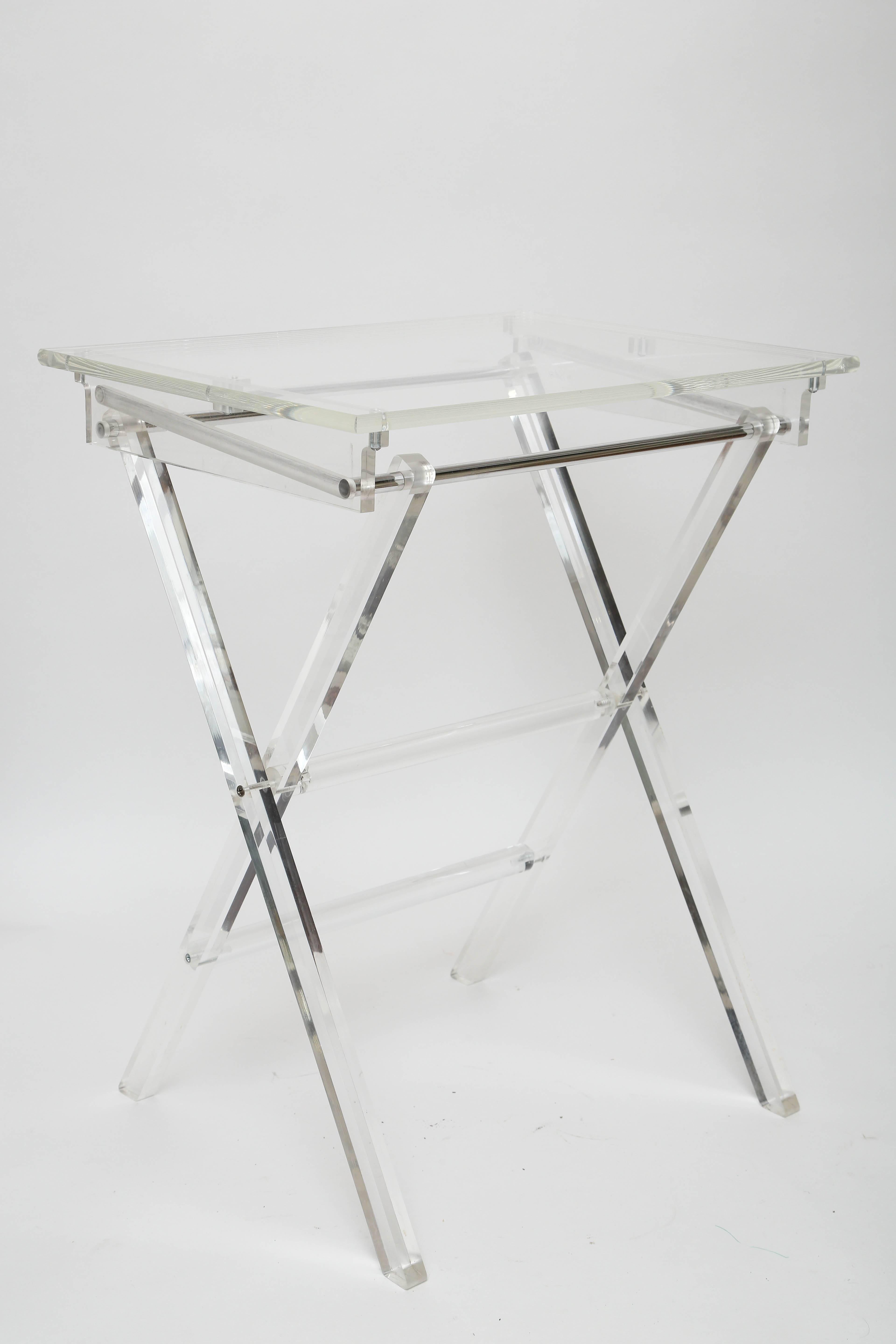 Vintage Set of Lucite Snack Tables with Stand 1