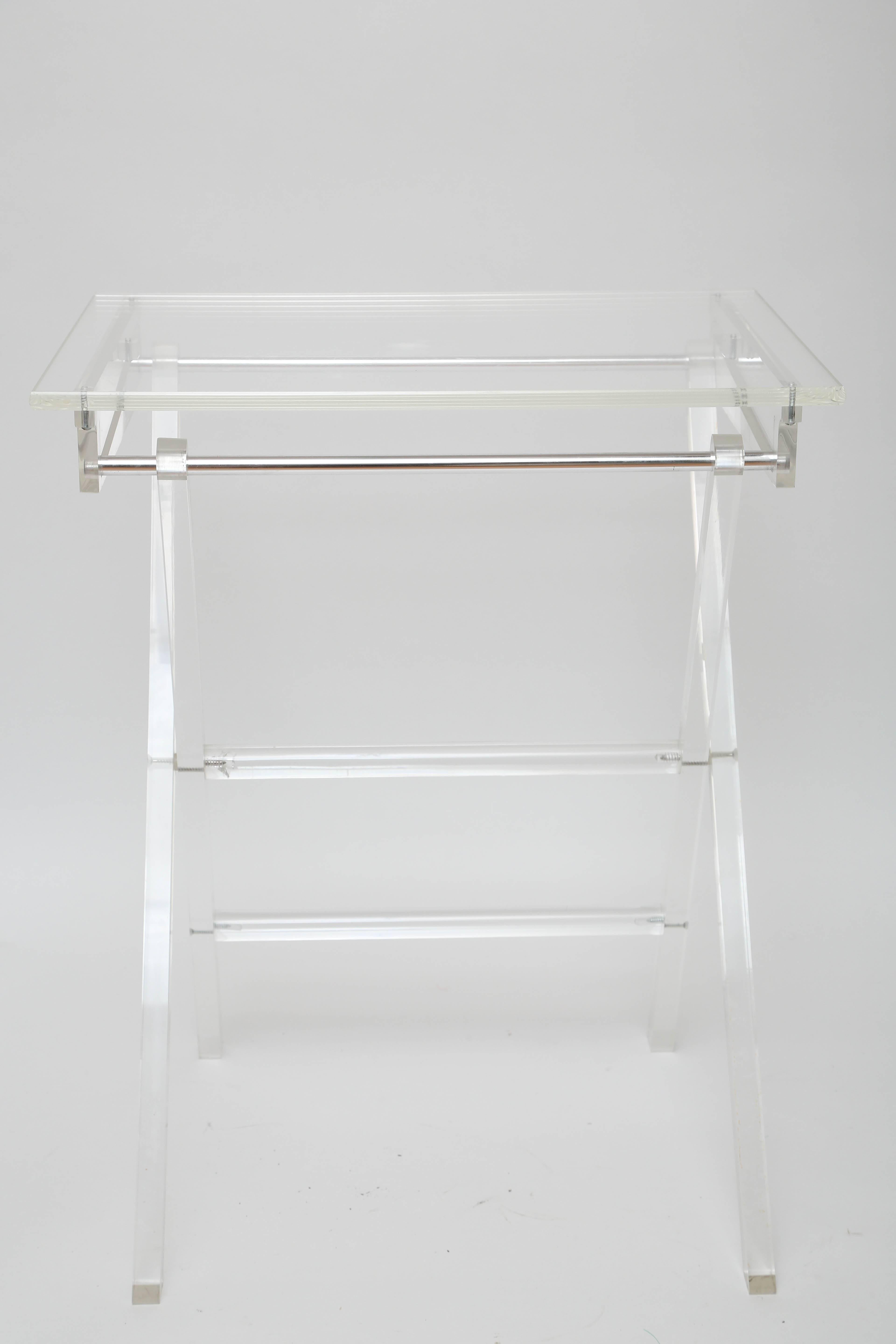 Vintage Set of Lucite Snack Tables with Stand 2