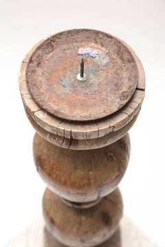 Architectural Candlesticks Pair, Wood and Stone, Italian, Circa 1950s