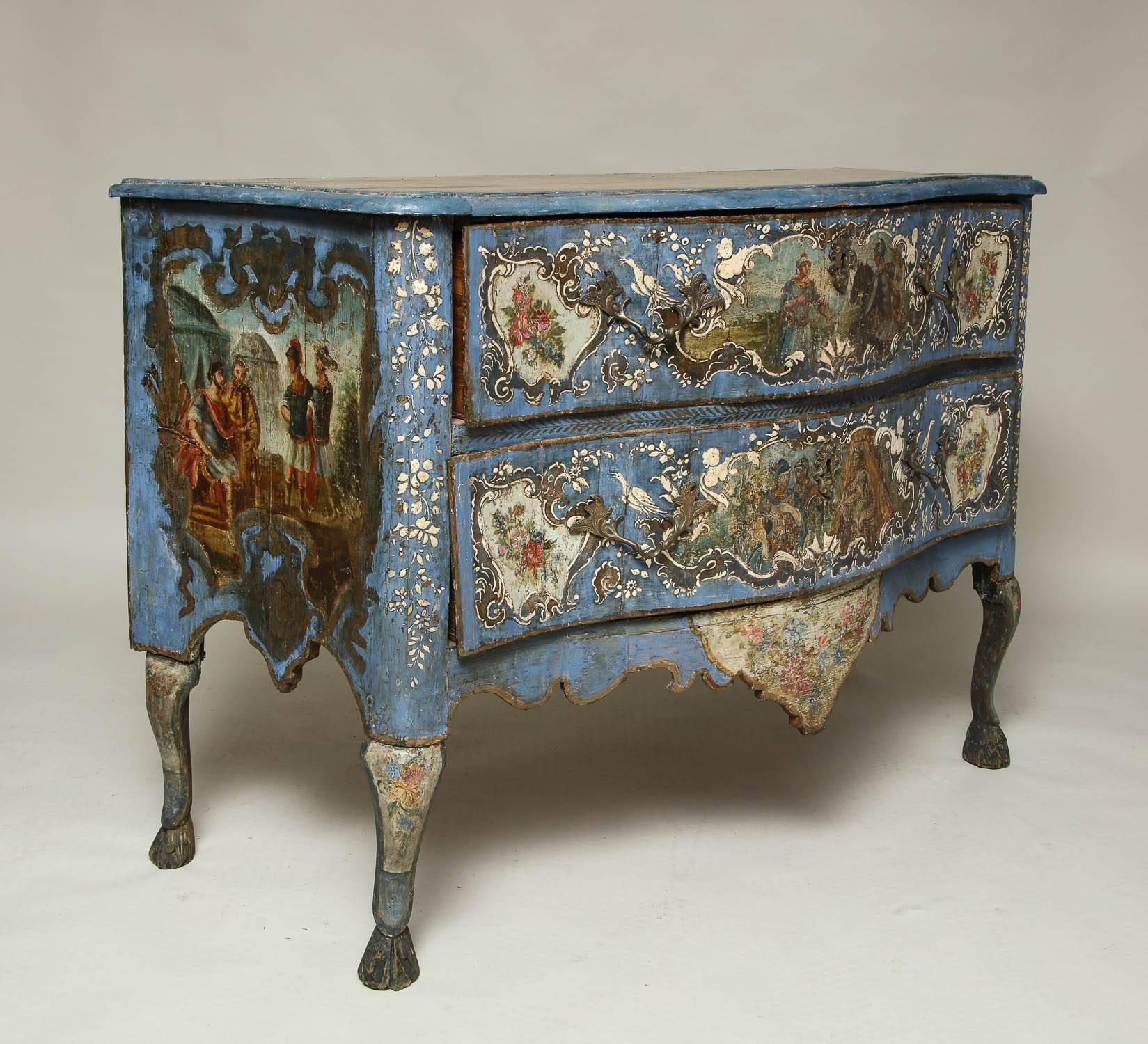 18th Century Painted Blue Italian Commode In Good Condition For Sale In Greenwich, CT
