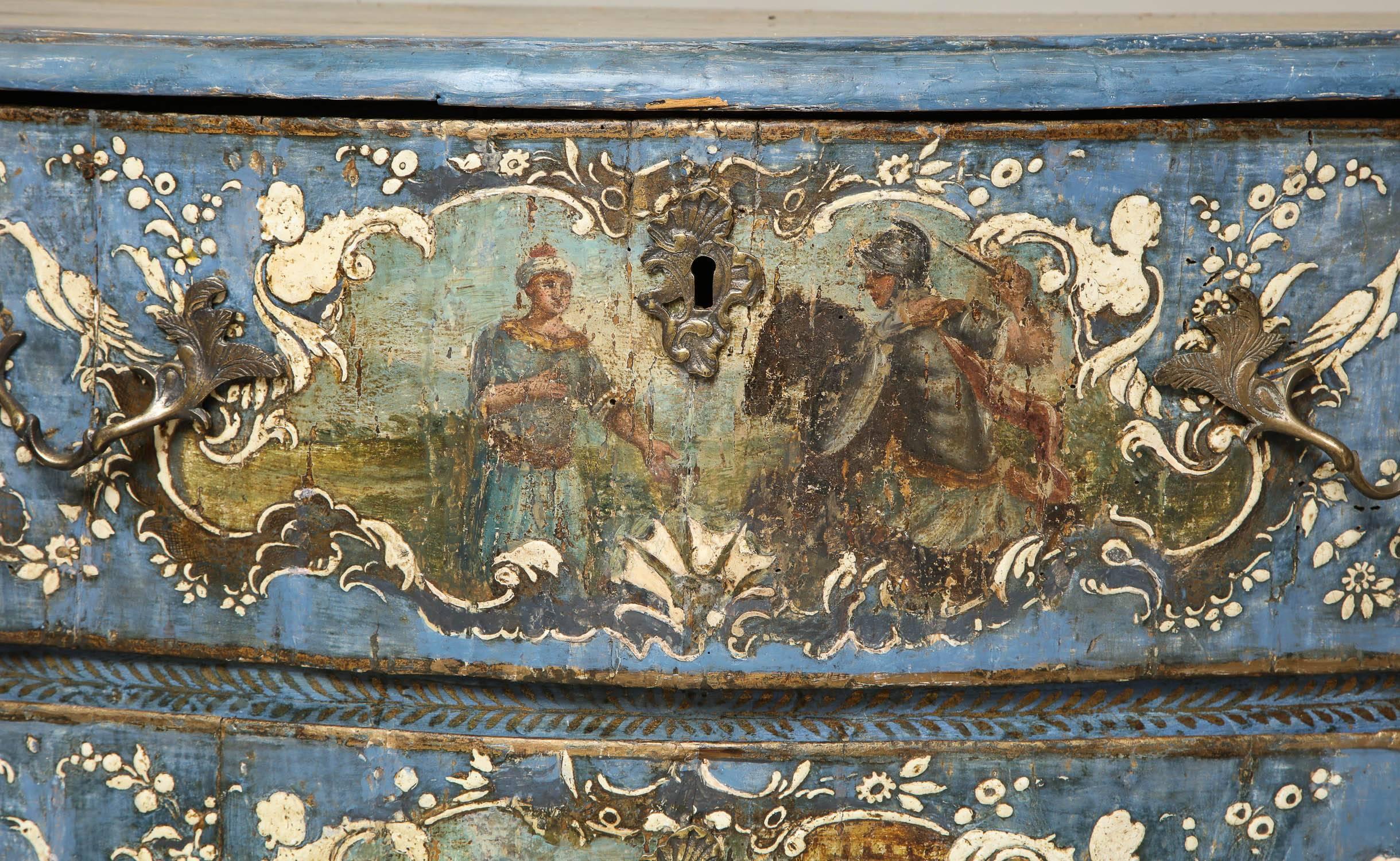 18th Century and Earlier 18th Century Painted Blue Italian Commode For Sale