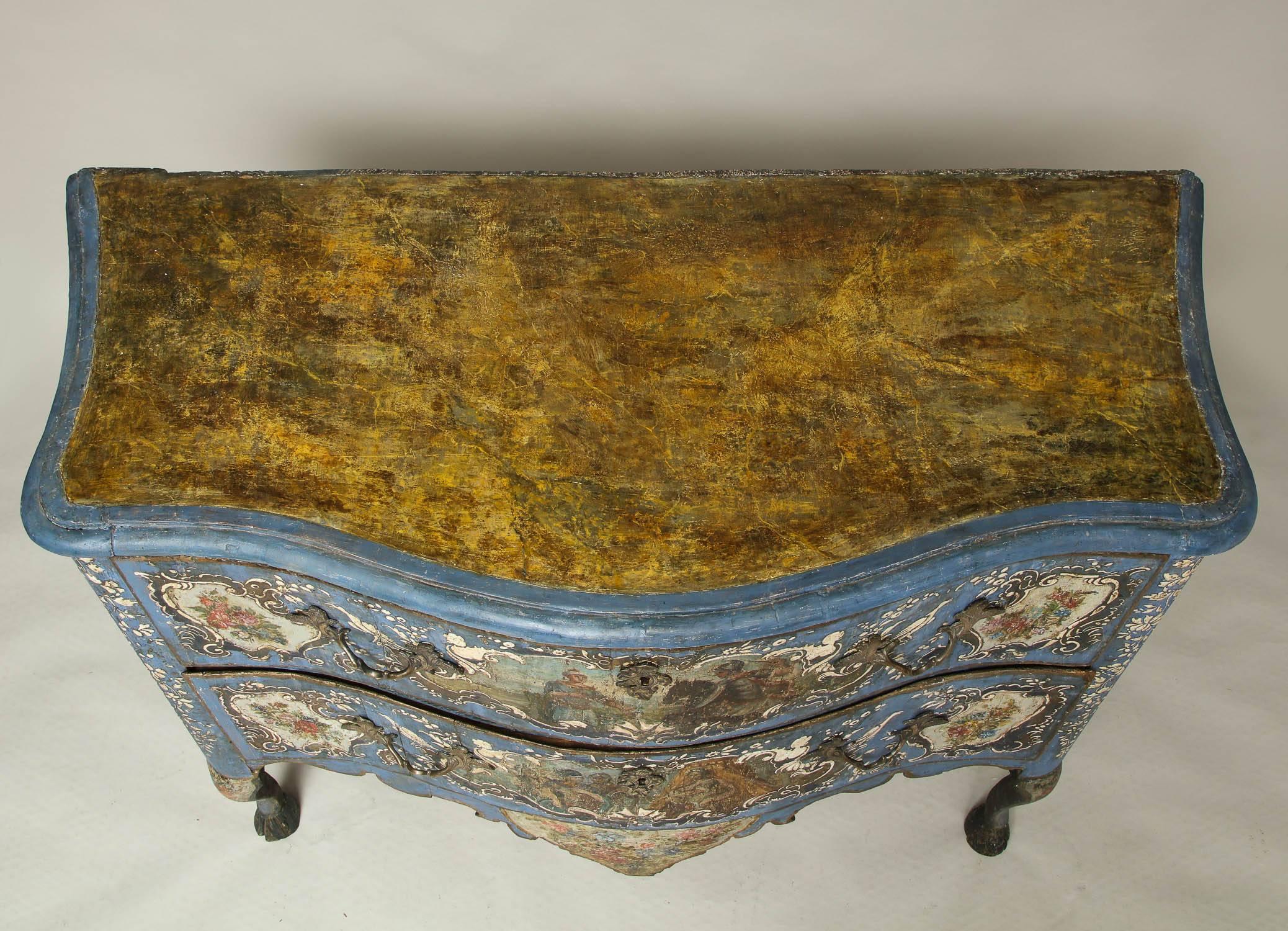 18th Century Painted Blue Italian Commode For Sale 2