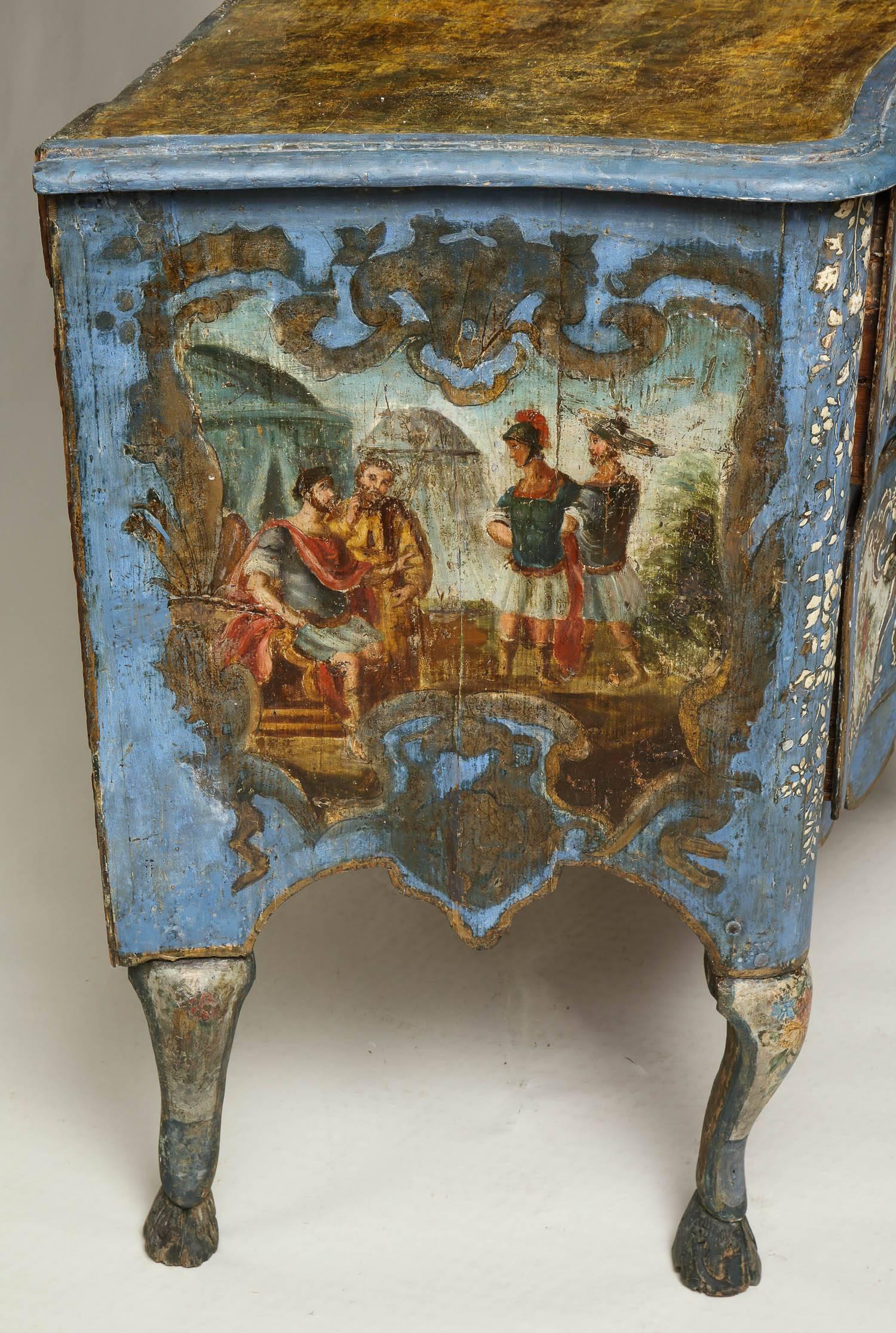 18th Century Painted Blue Italian Commode For Sale 3