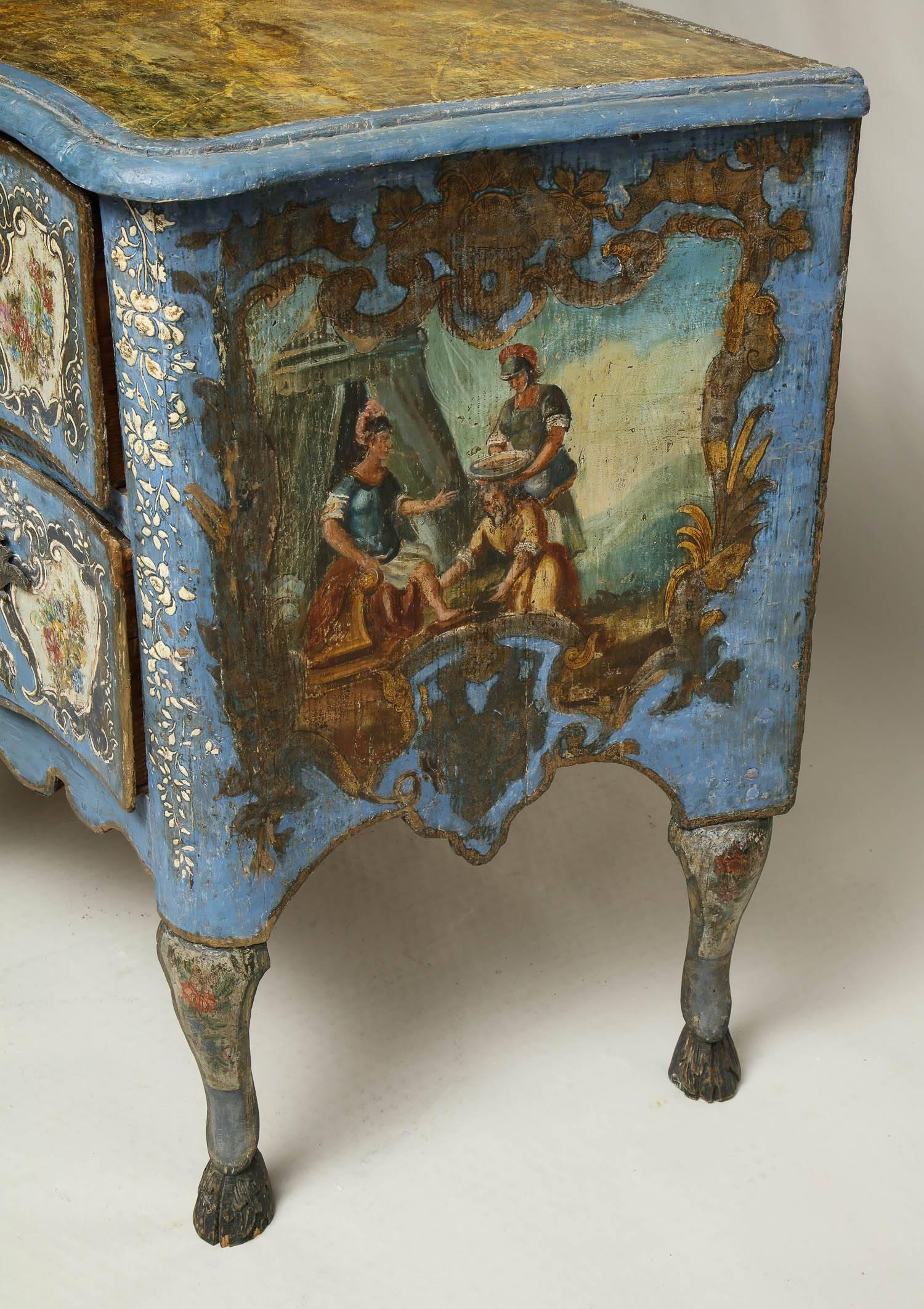 18th Century Painted Blue Italian Commode For Sale 4