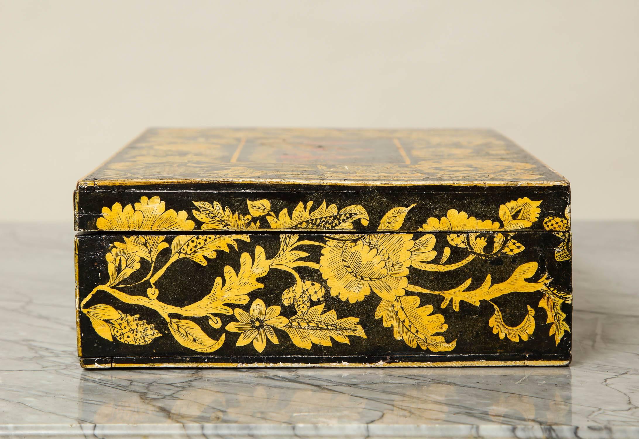 Wood English Regency Penwork Box For Sale