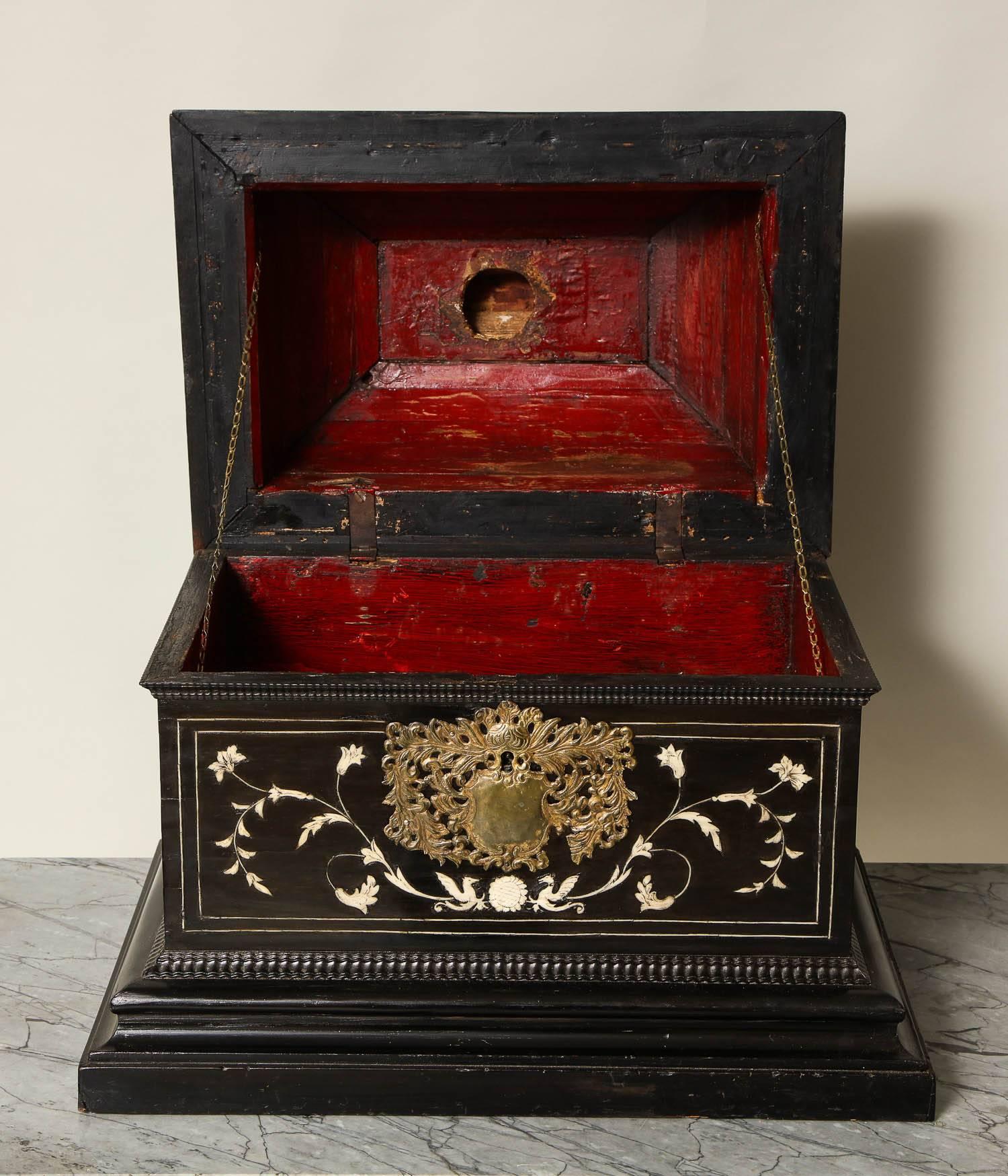 Baroque 17th Century Flemish Ebony and Bone Jewel Box