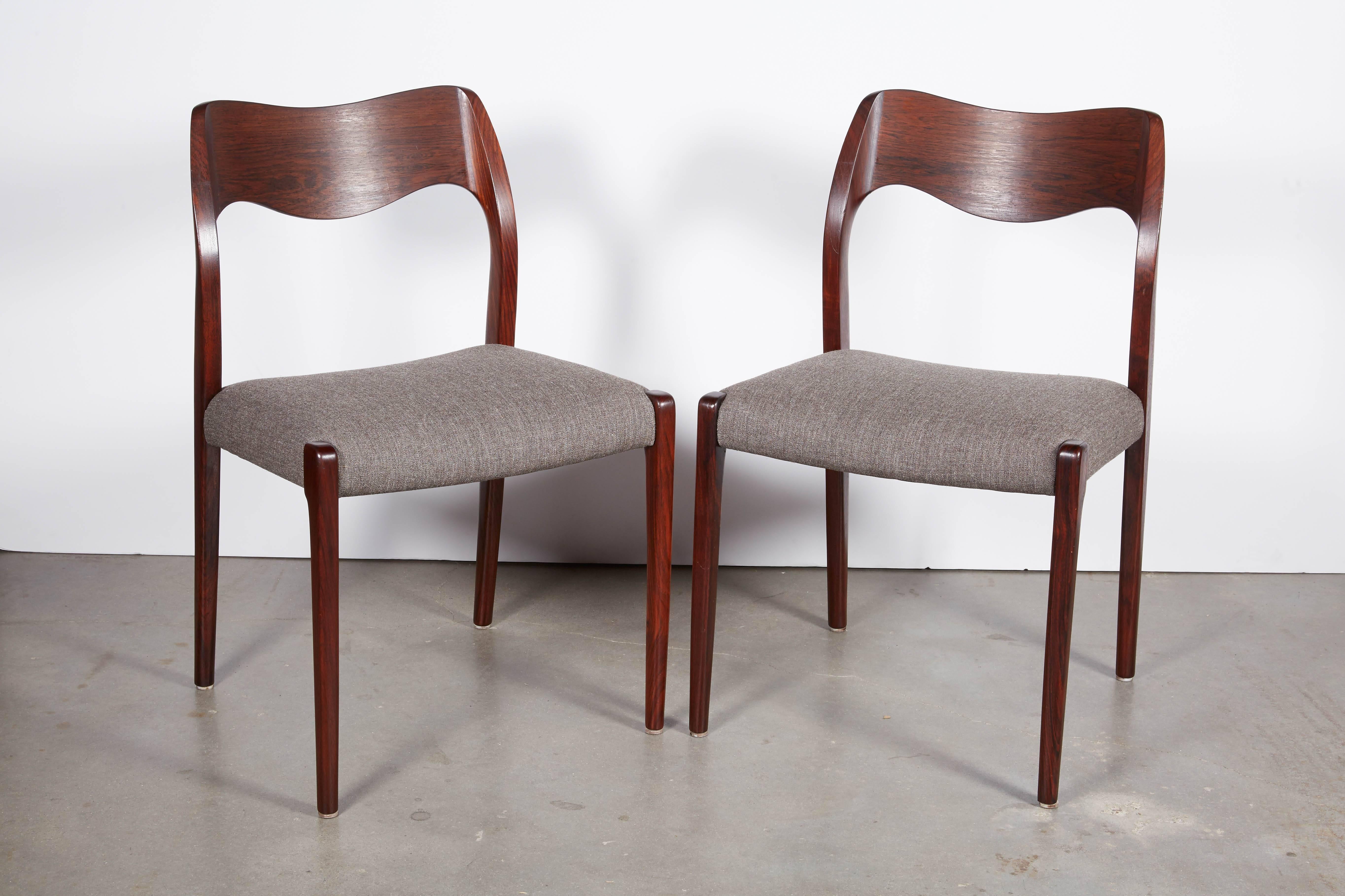 Scandinavian Modern Niels Moller No 71 Rosewood Dining Chairs, Set of Six