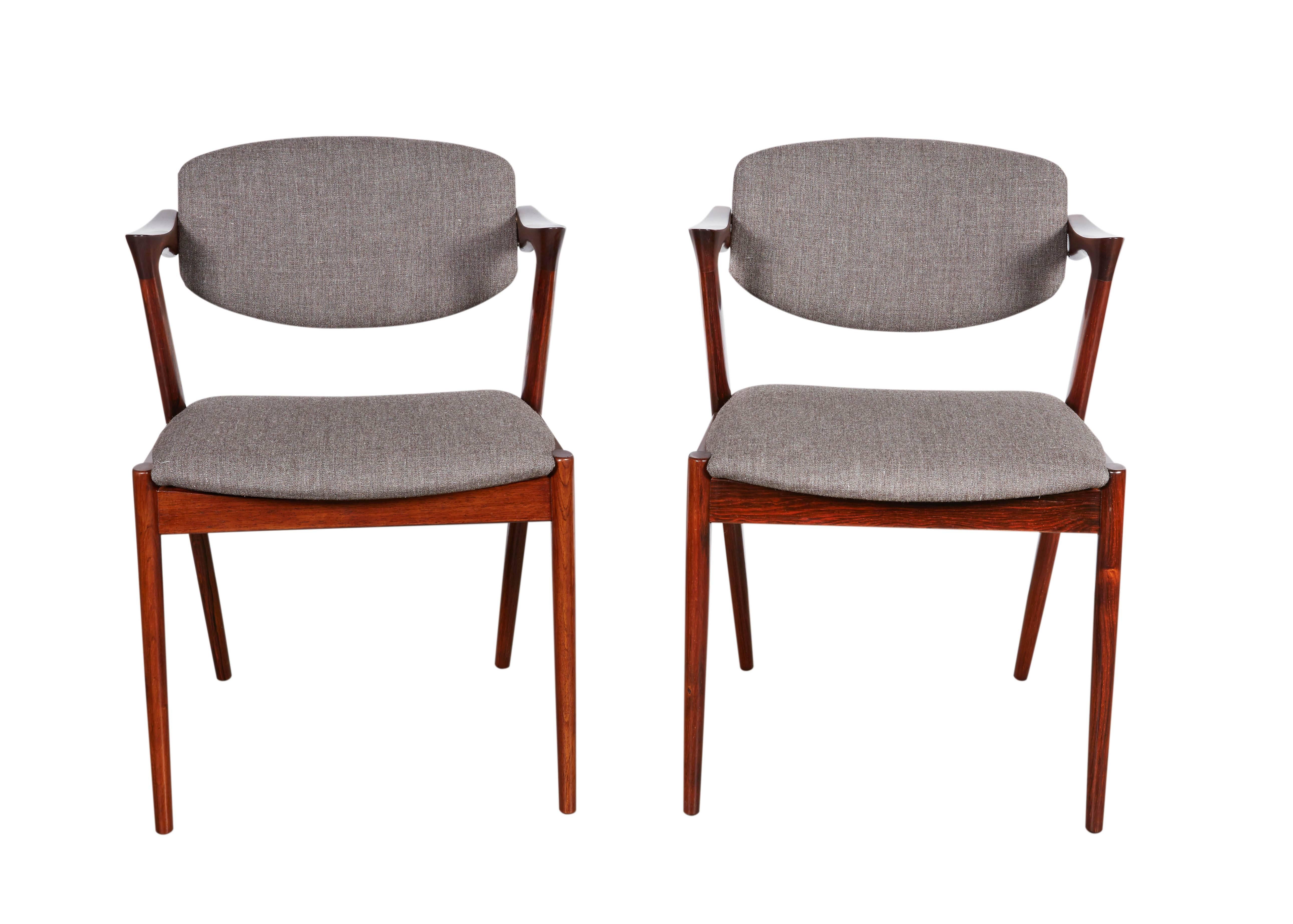 Scandinavian Modern Kai Kristiansen No. 42 Rosewood Dining Chairs, Set of Eight