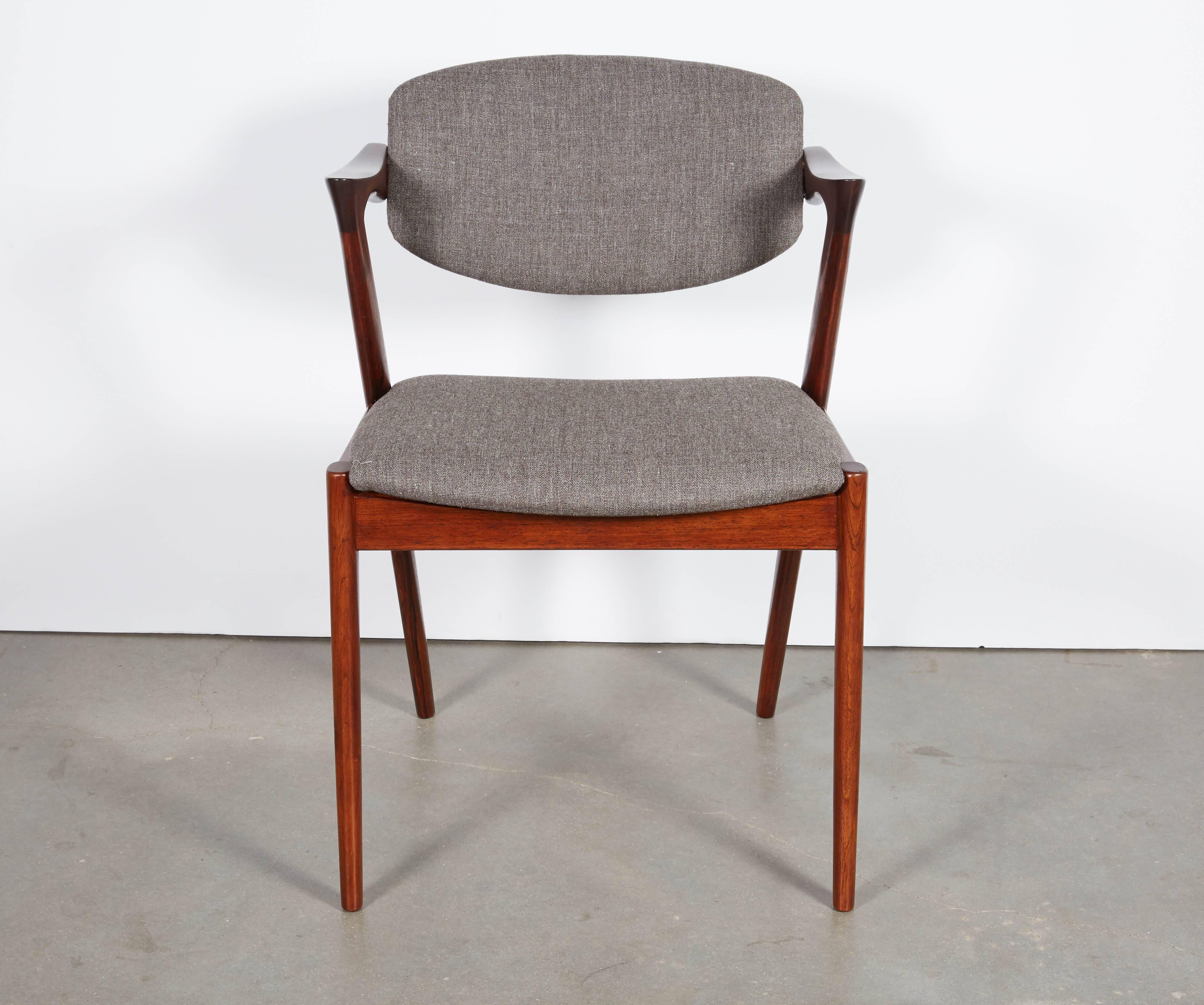 Oiled Kai Kristiansen No. 42 Rosewood Dining Chairs, Set of Eight