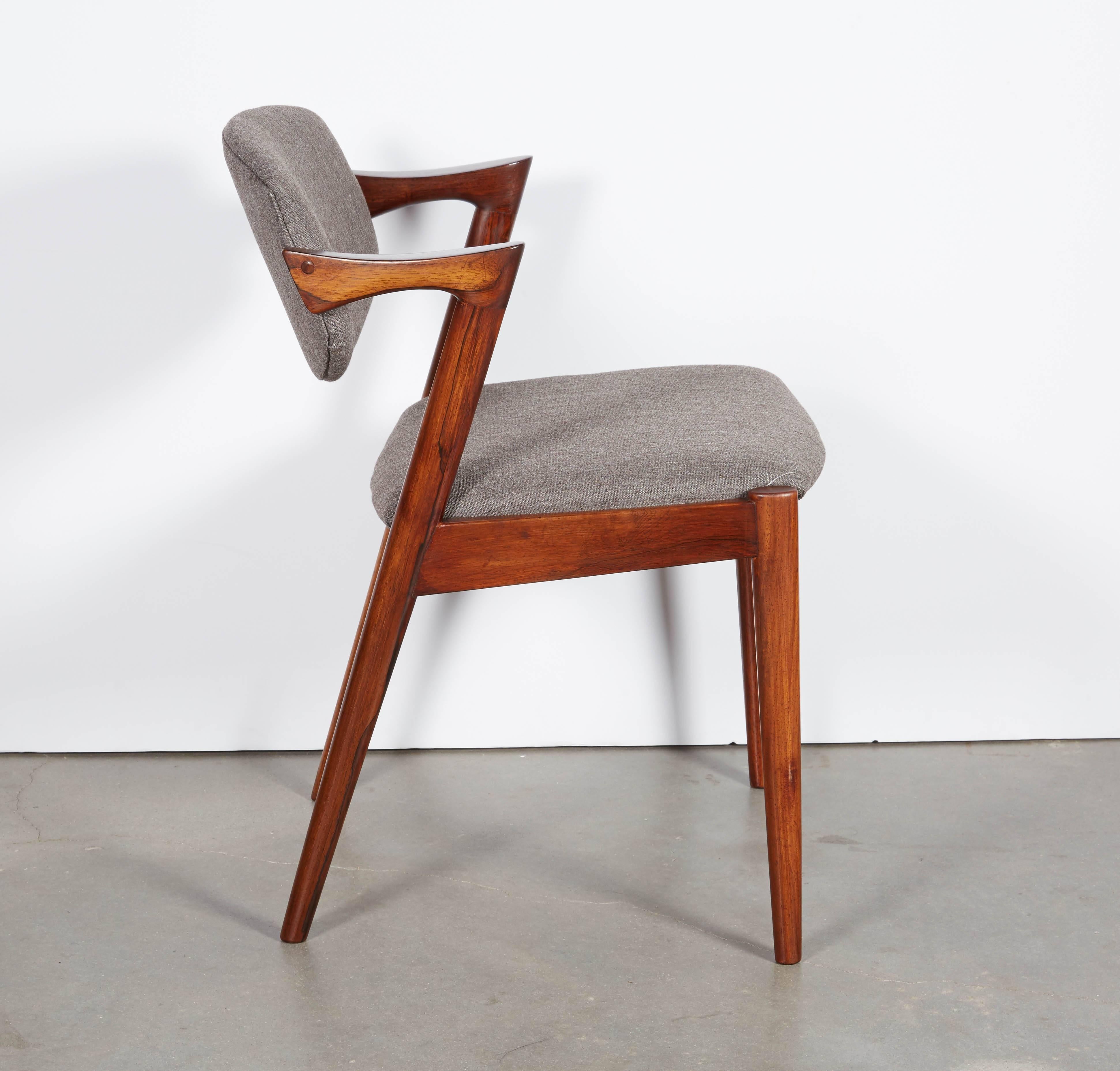 Mid-20th Century Kai Kristiansen No. 42 Rosewood Dining Chairs, Set of Eight