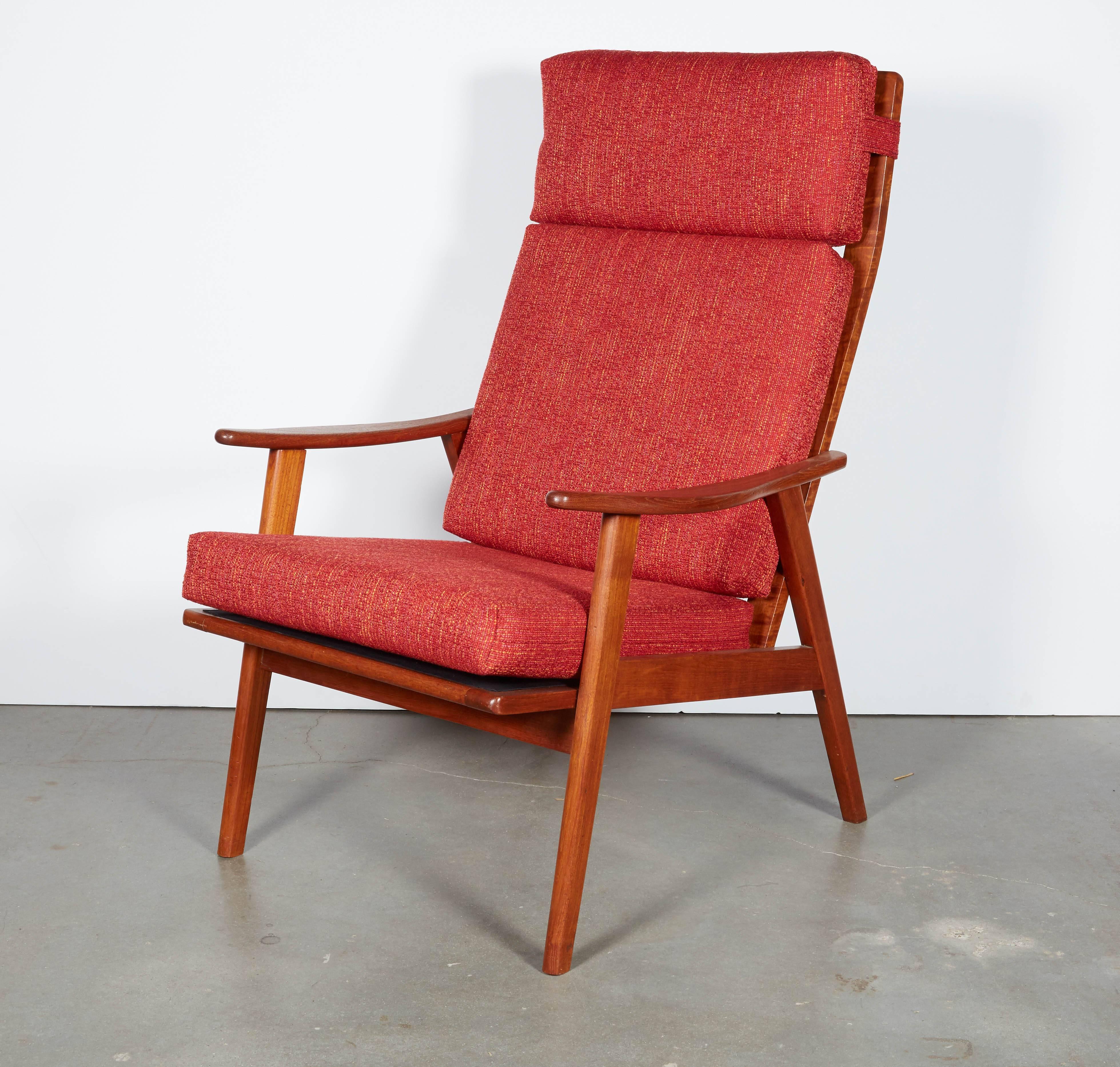 Oiled Danish Modern High Back Armchair 