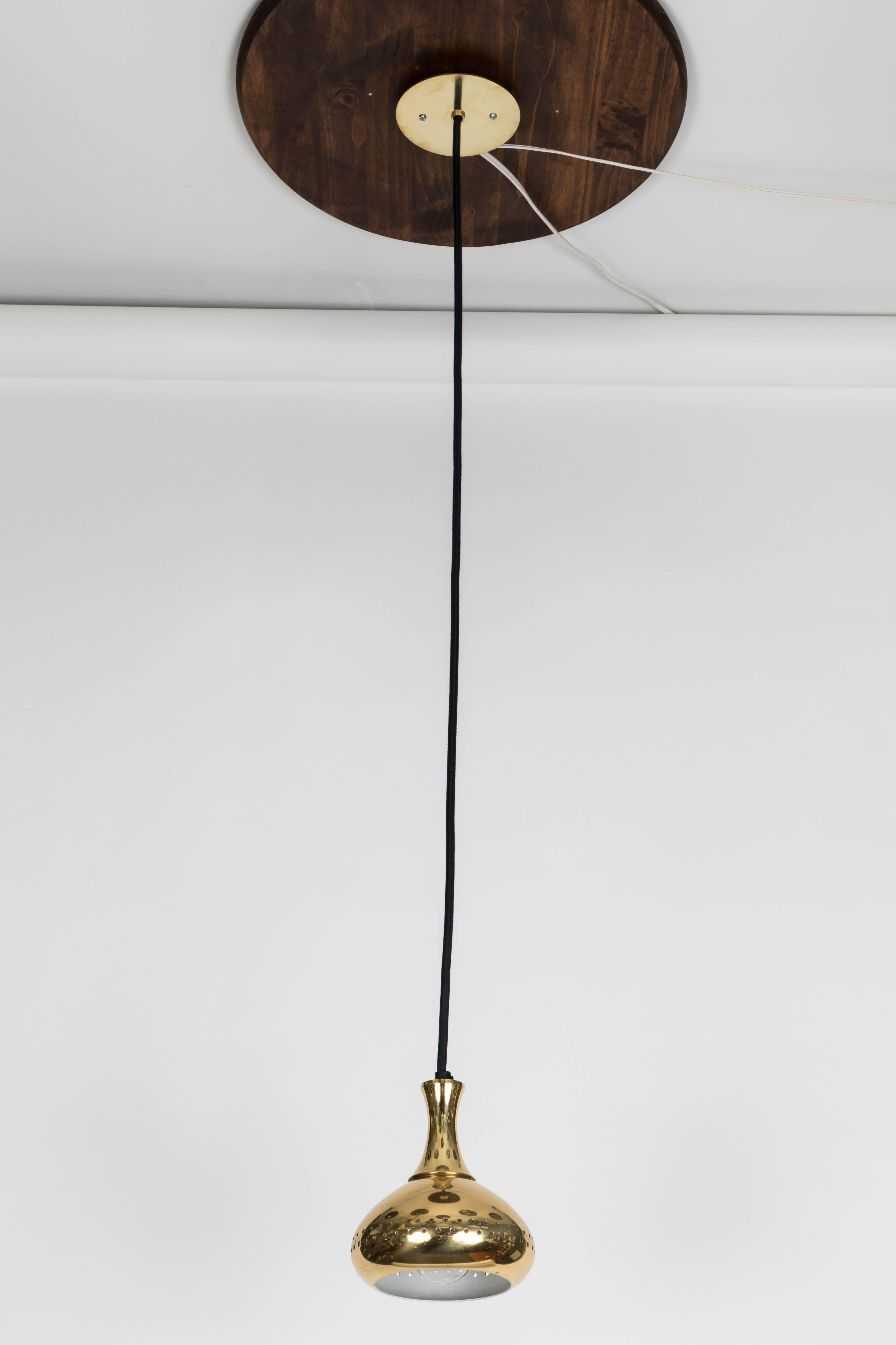 1950s Hans-Agne Jakobsson Perforated Brass Pendants for Markaryd 1