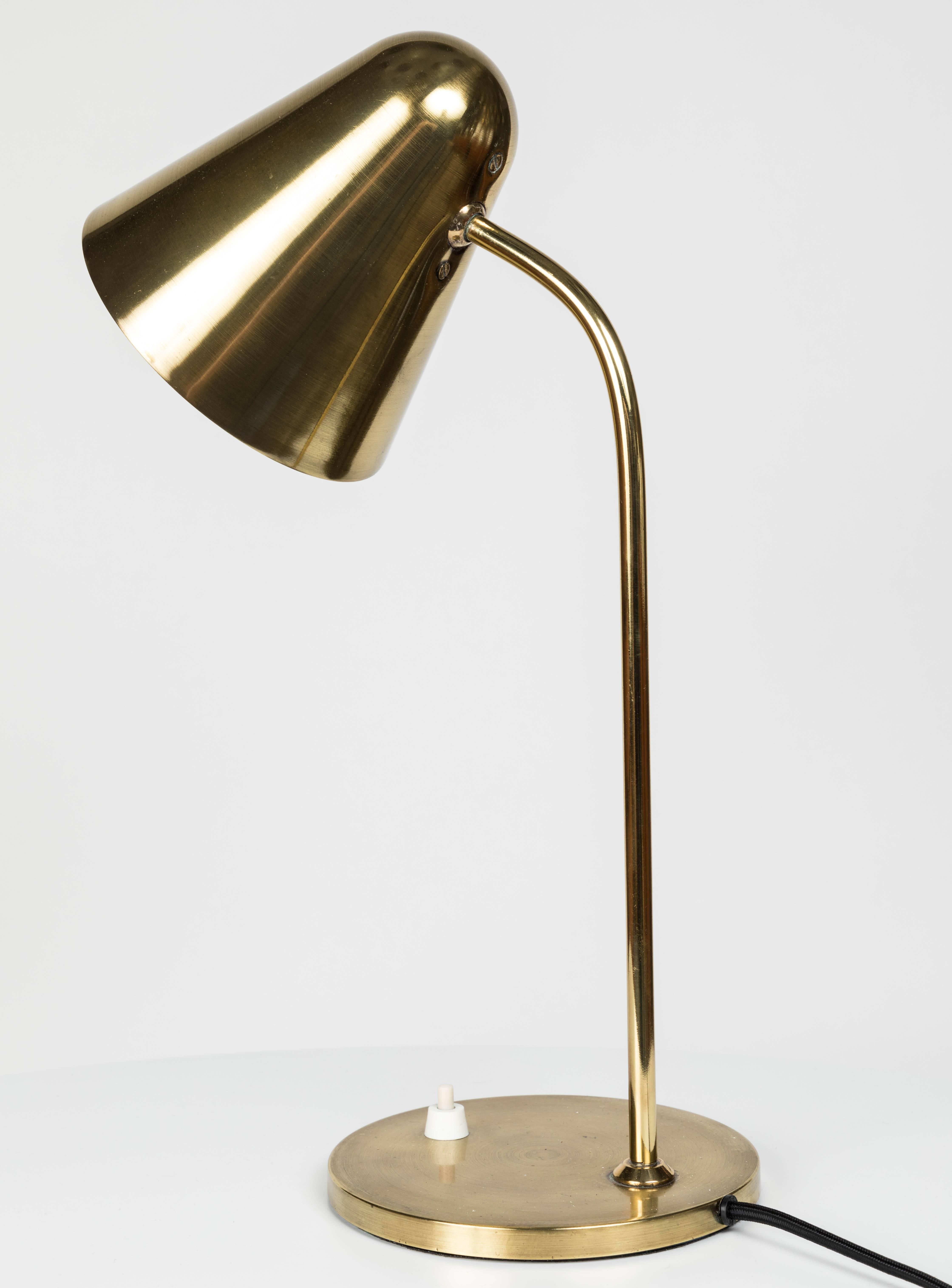 French 1950s Brass Table Lamp Attributed to Jacques Biny