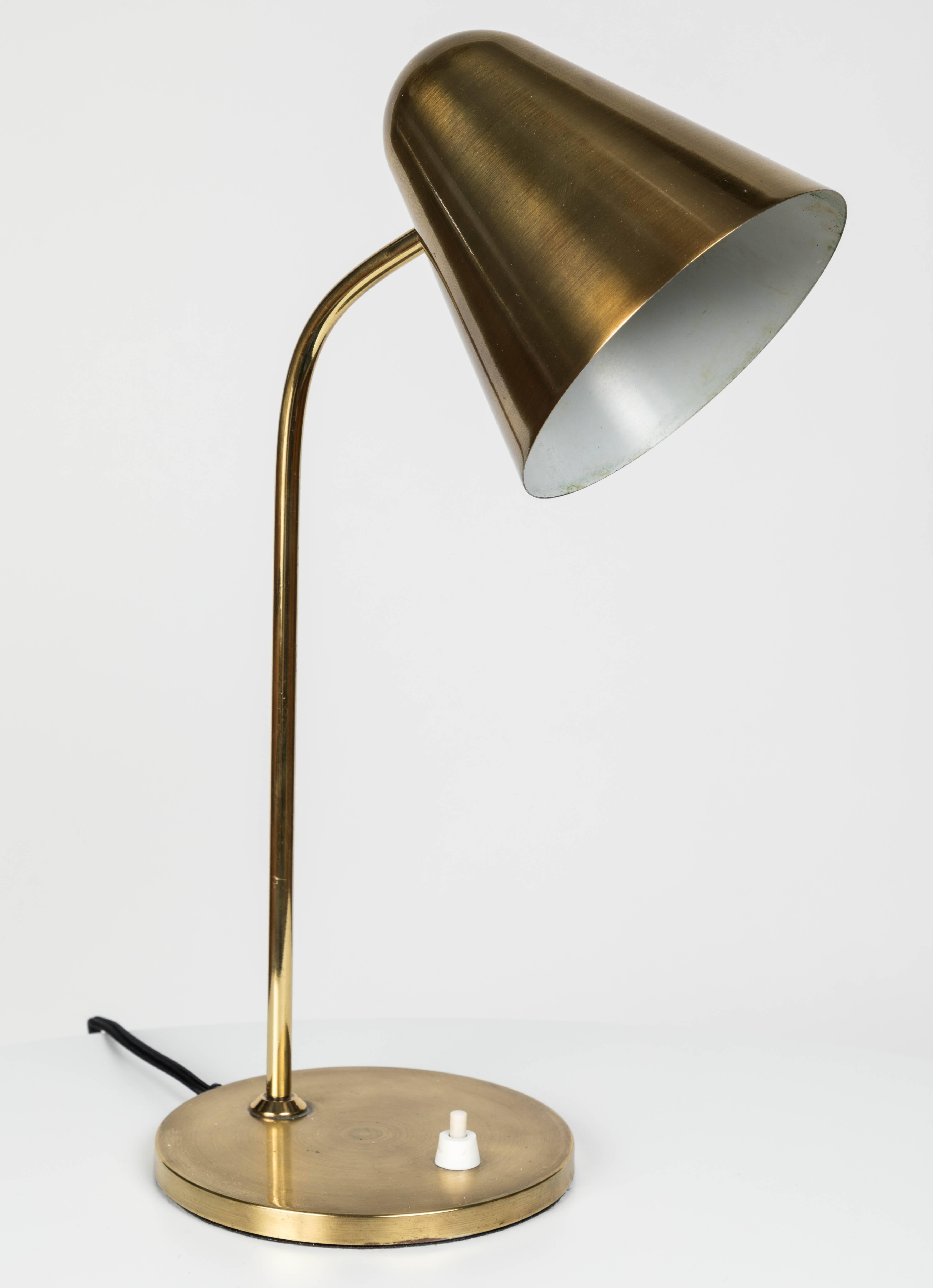 Metal 1950s Brass Table Lamp Attributed to Jacques Biny