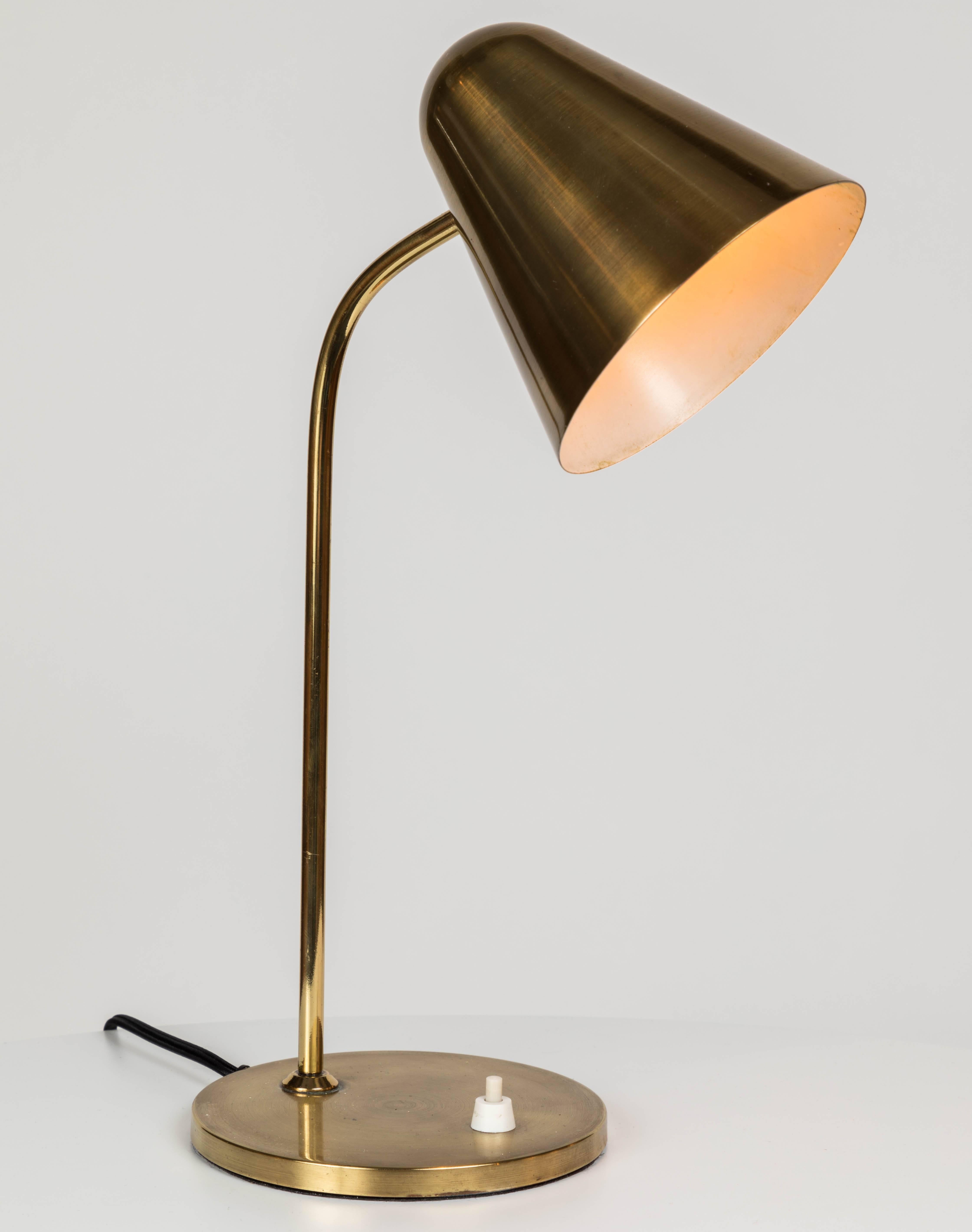 1950s Brass Table Lamp Attributed to Jacques Biny 1