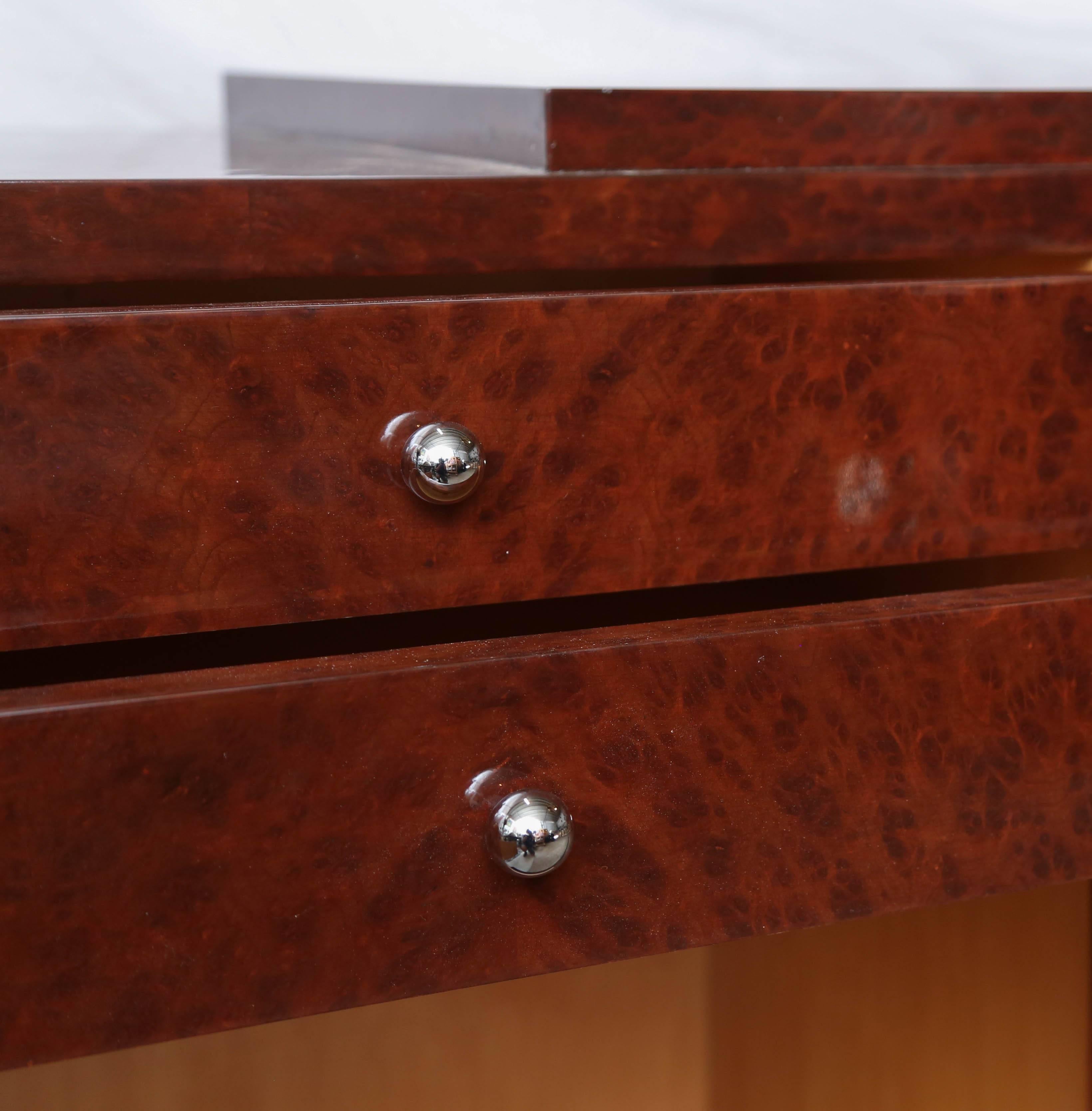 Veneer Exceptional Credenza,  French Art Deco Mahogany Speckled Sideboard