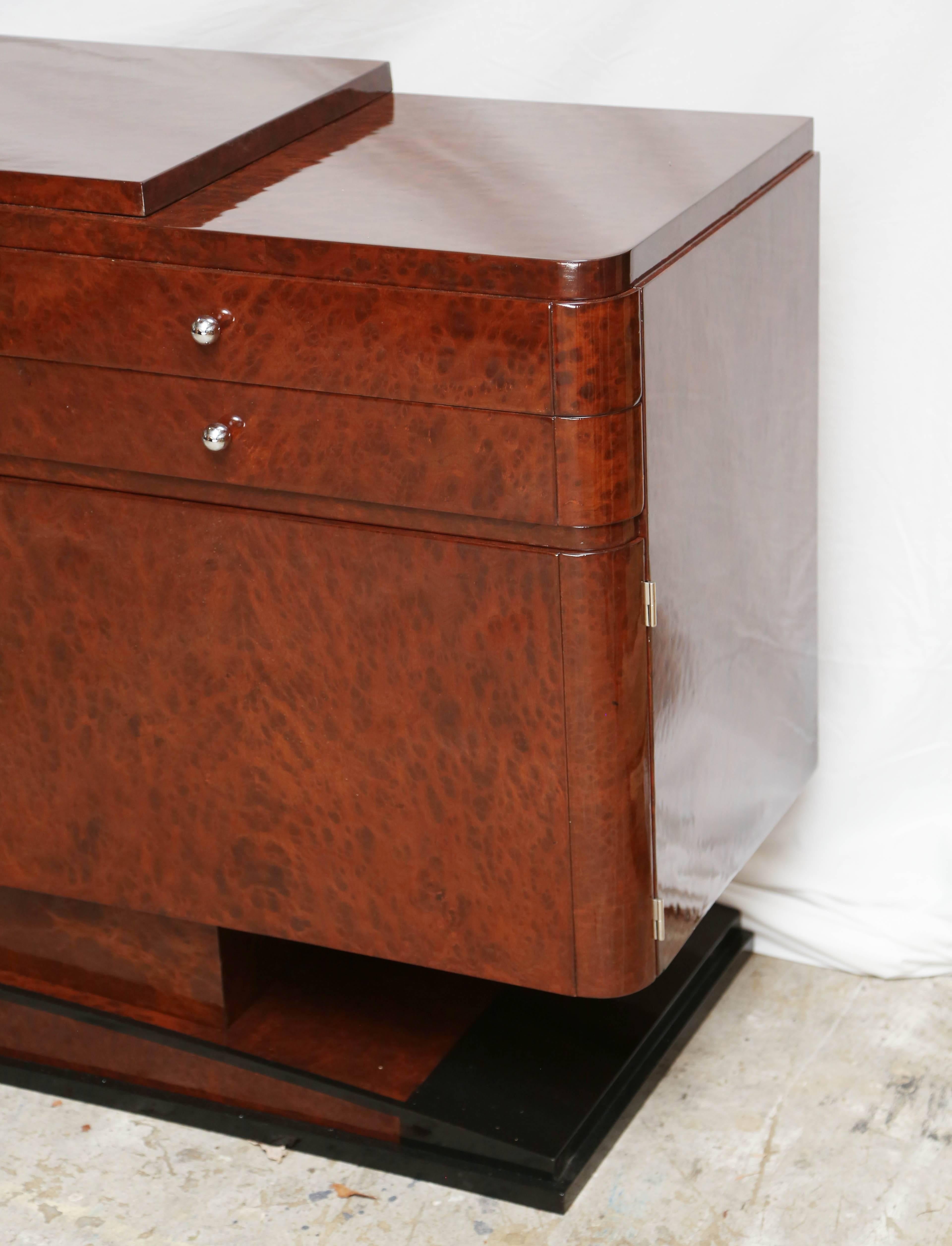 Exceptional Credenza,  French Art Deco Mahogany Speckled Sideboard 3
