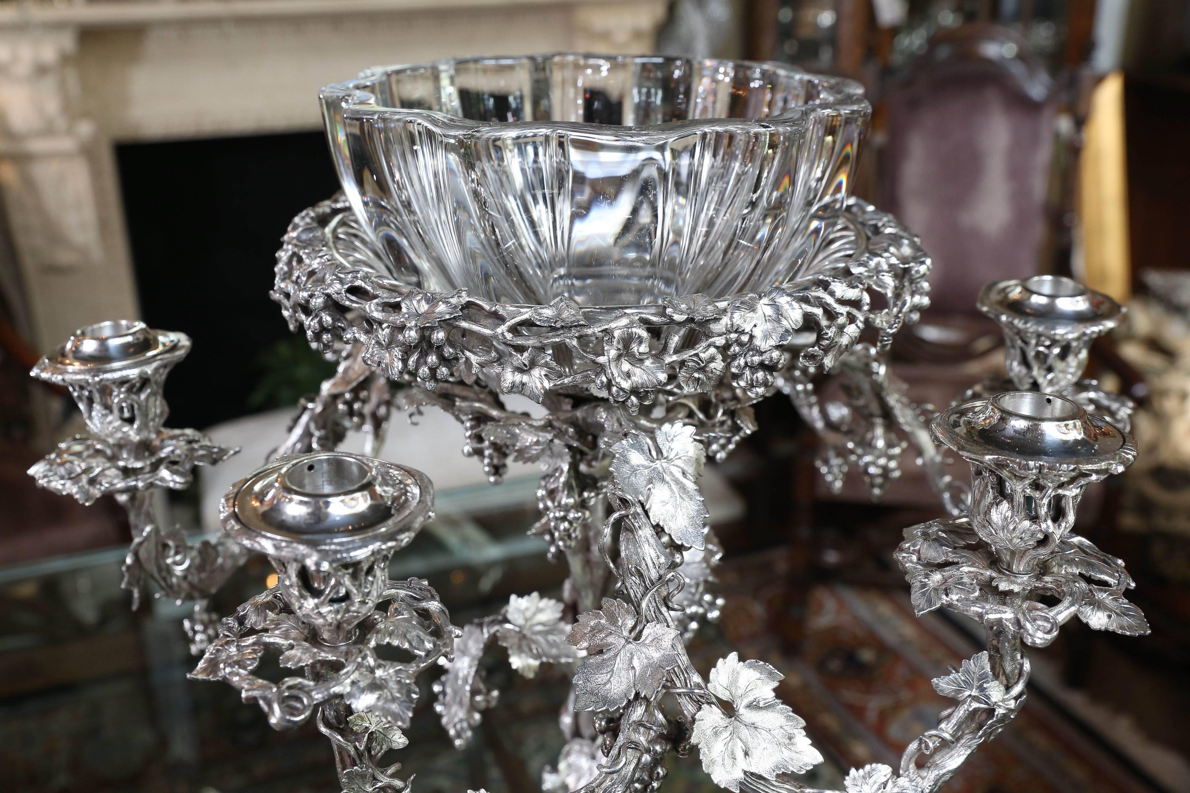 19th Century Monumental Very Fine English Silver Plated Epergne For Sale