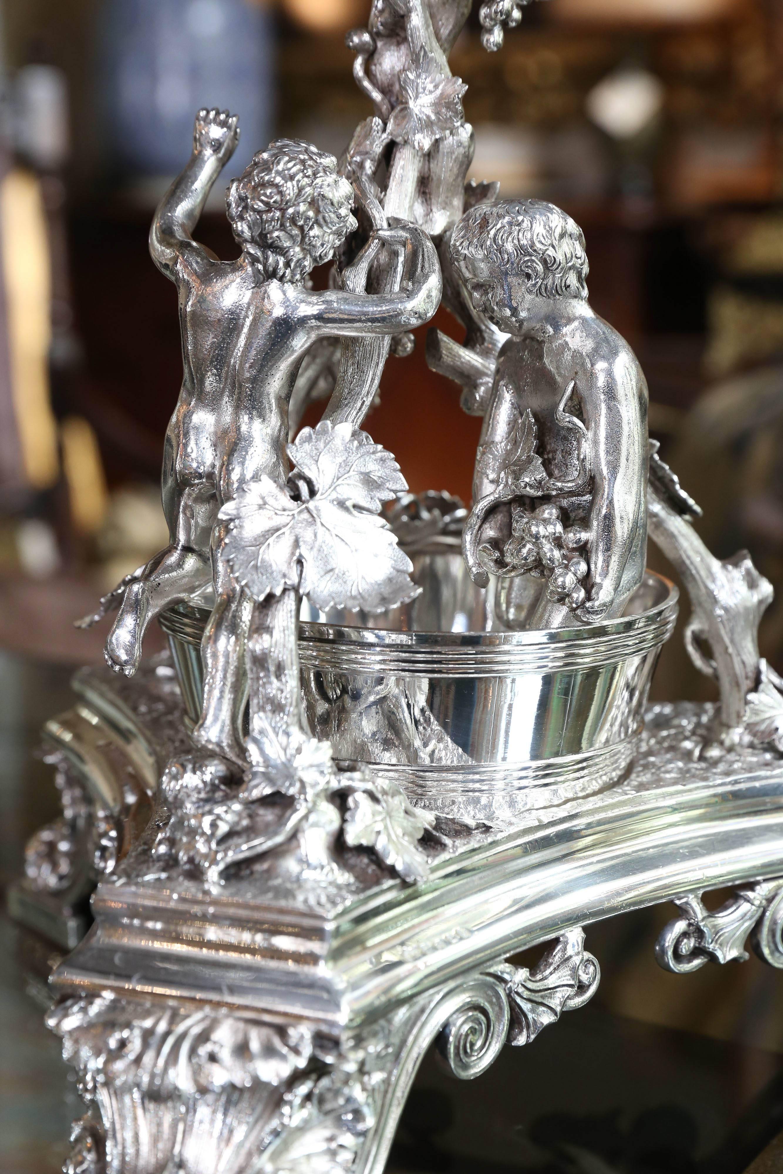 Monumental Very Fine English Silver Plated Epergne For Sale 3
