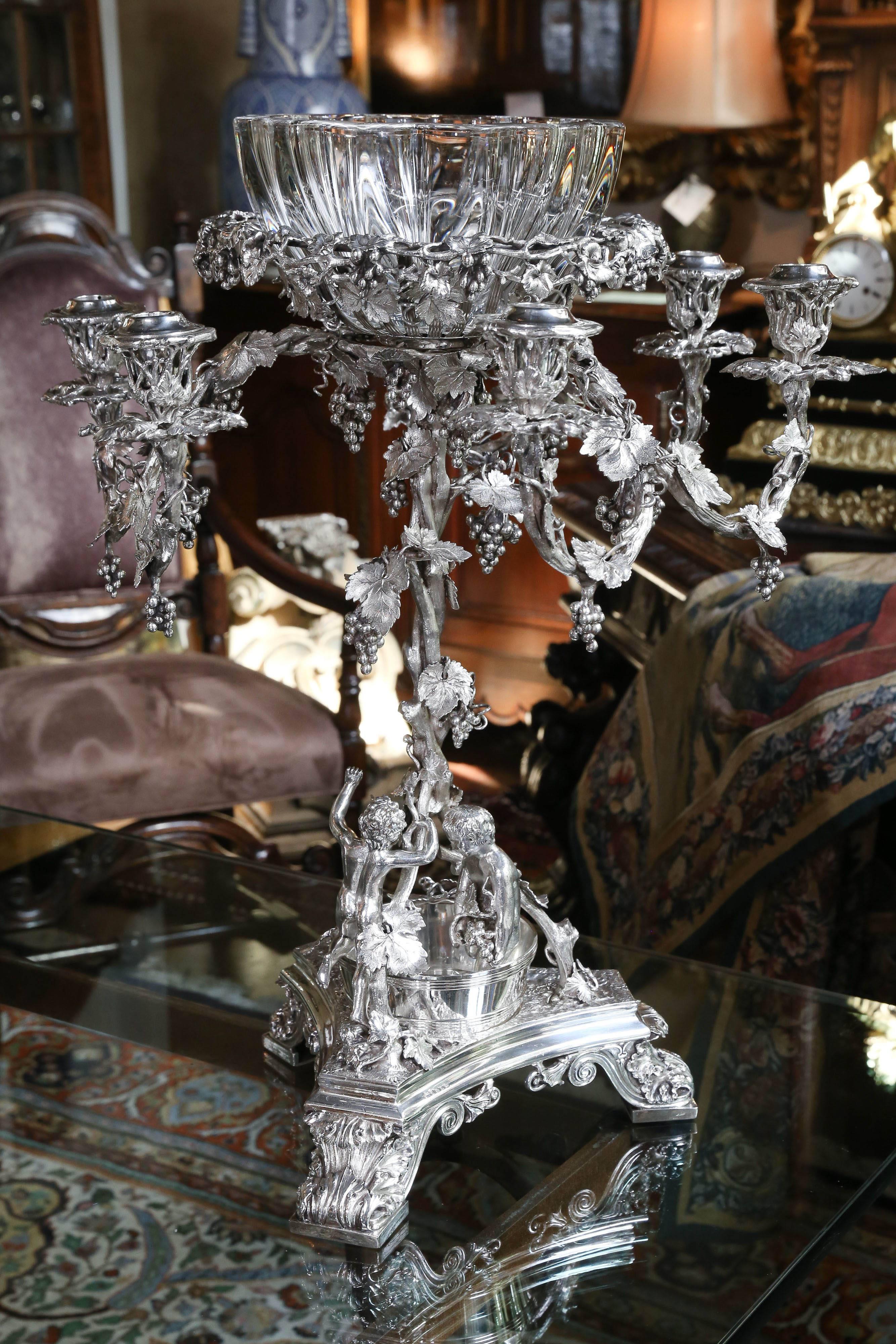 Monumental Very Fine English Silver Plated Epergne For Sale 6