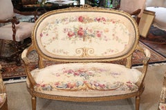 Dreiteiliges Sofa im Louis-XVI-Stil Giltwood:: 19. Jahrhundert